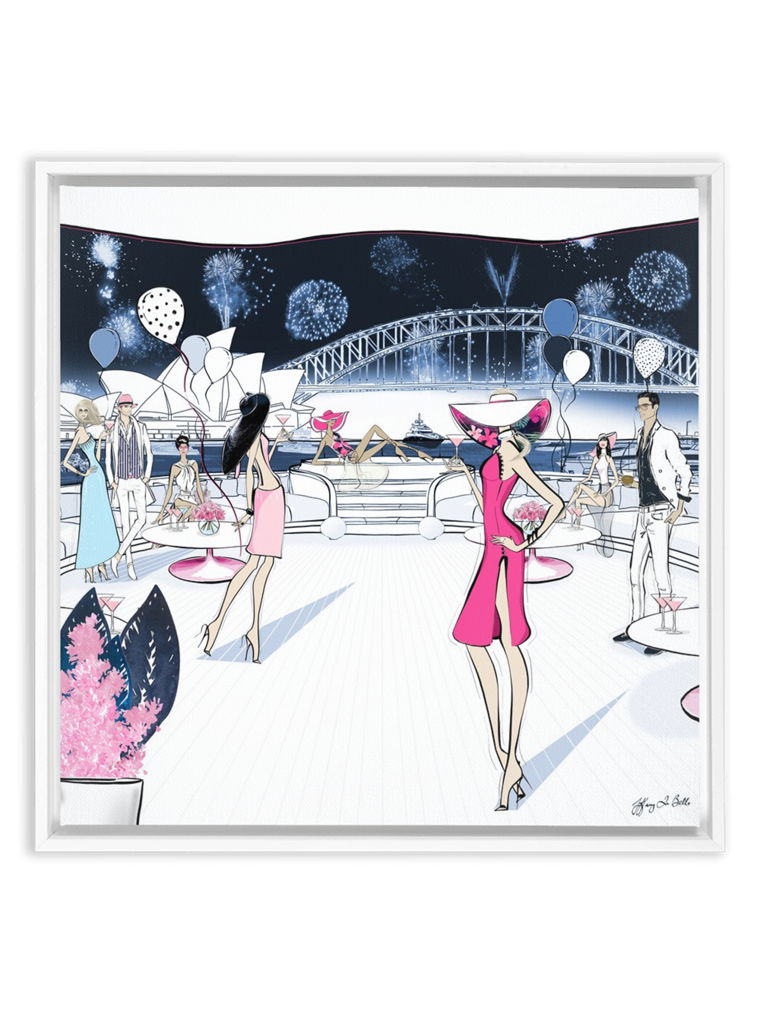 NYE, Sydney, Australia - Illustration - Canvas Gallery Print - Unframed or Framed - Tiffany La Belle