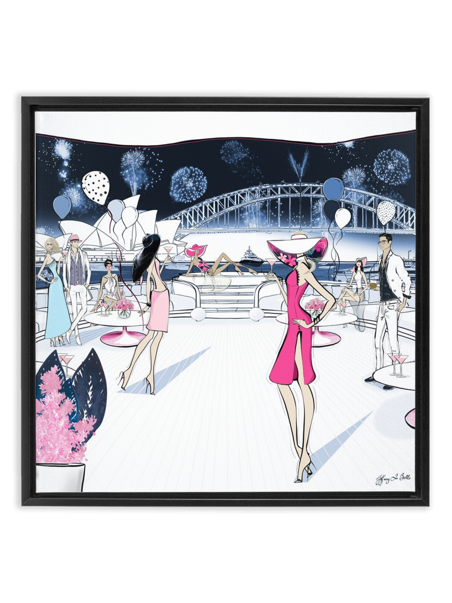 NYE, Sydney, Australia - Illustration - Canvas Gallery Print - Unframed or Framed - Tiffany La Belle