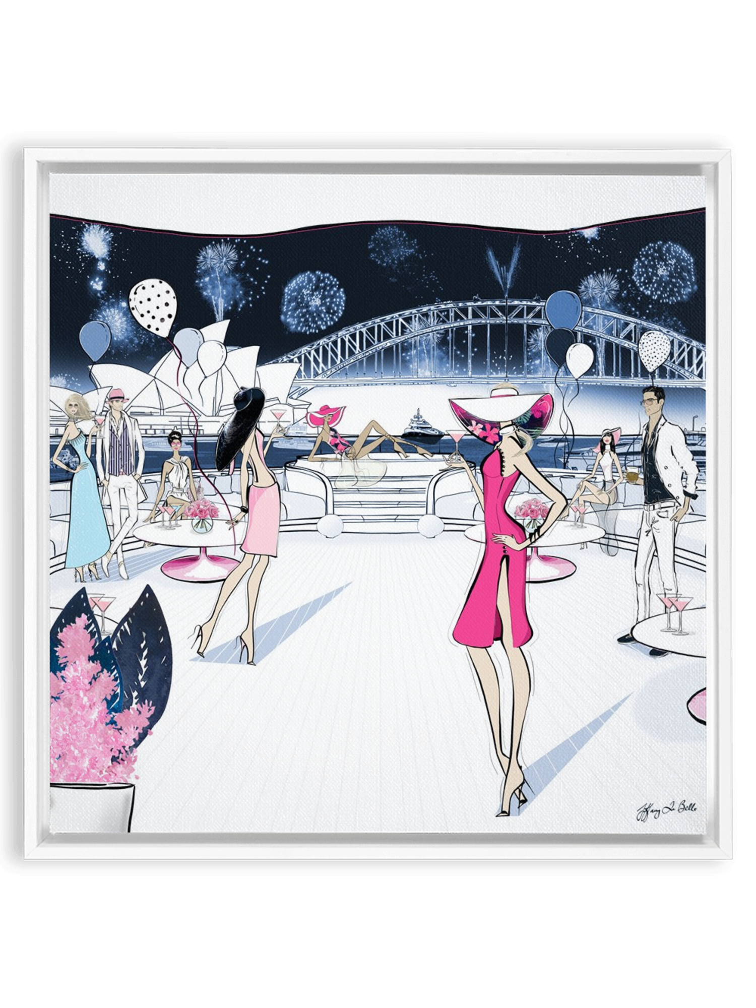 NYE, Sydney, Australia - Illustration - Canvas Gallery Print - Unframed or Framed - Tiffany La Belle