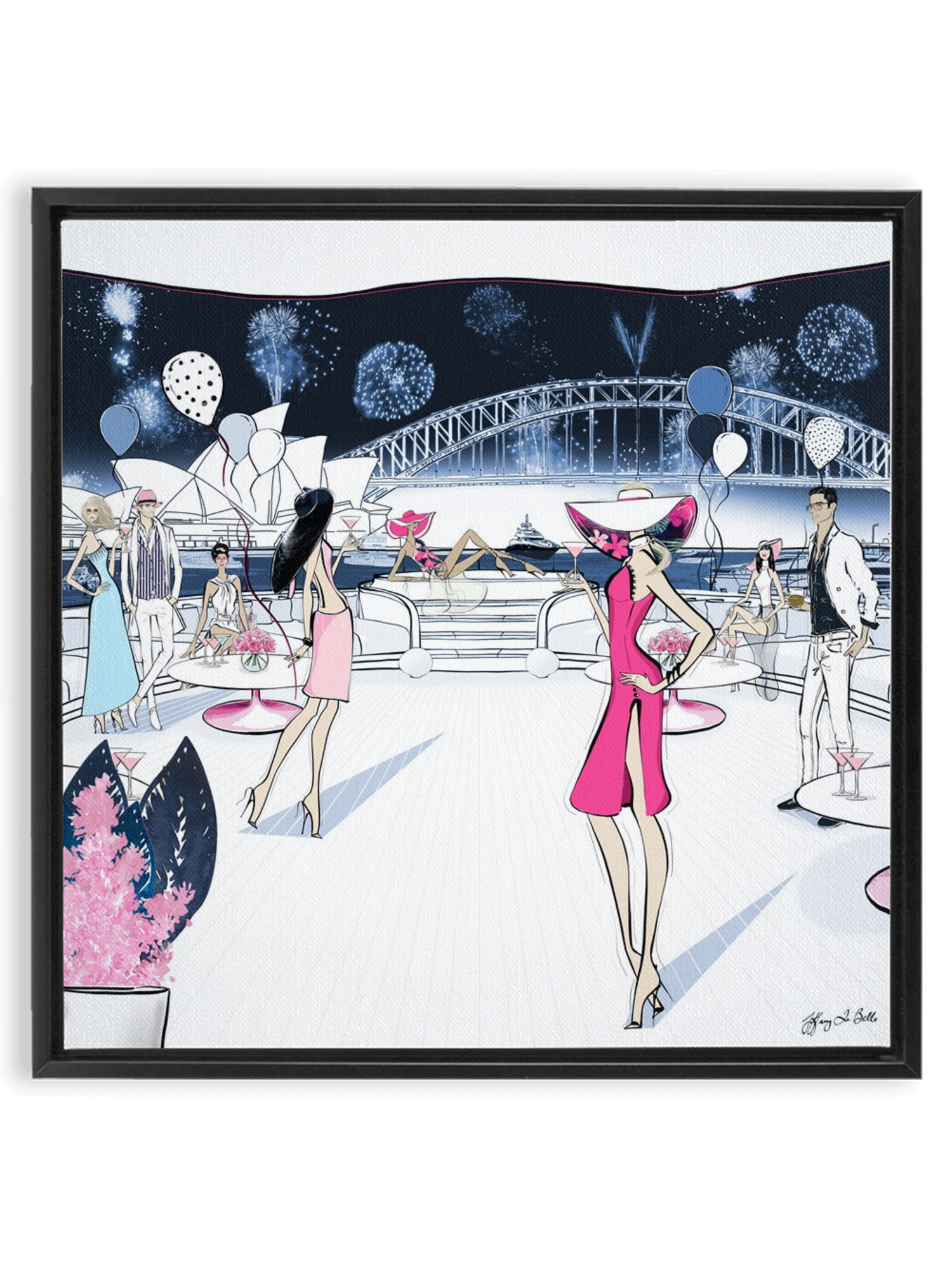 NYE, Sydney, Australia - Illustration - Canvas Gallery Print - Unframed or Framed - Tiffany La Belle