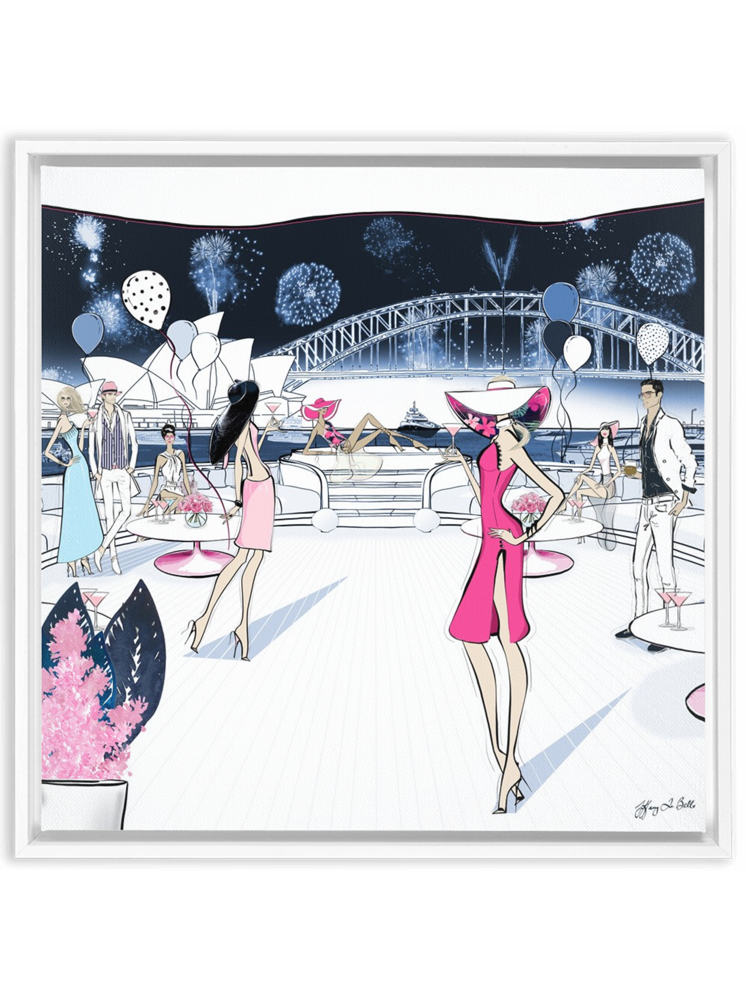 NYE, Sydney, Australia - Illustration - Canvas Gallery Print - Unframed or Framed - Tiffany La Belle