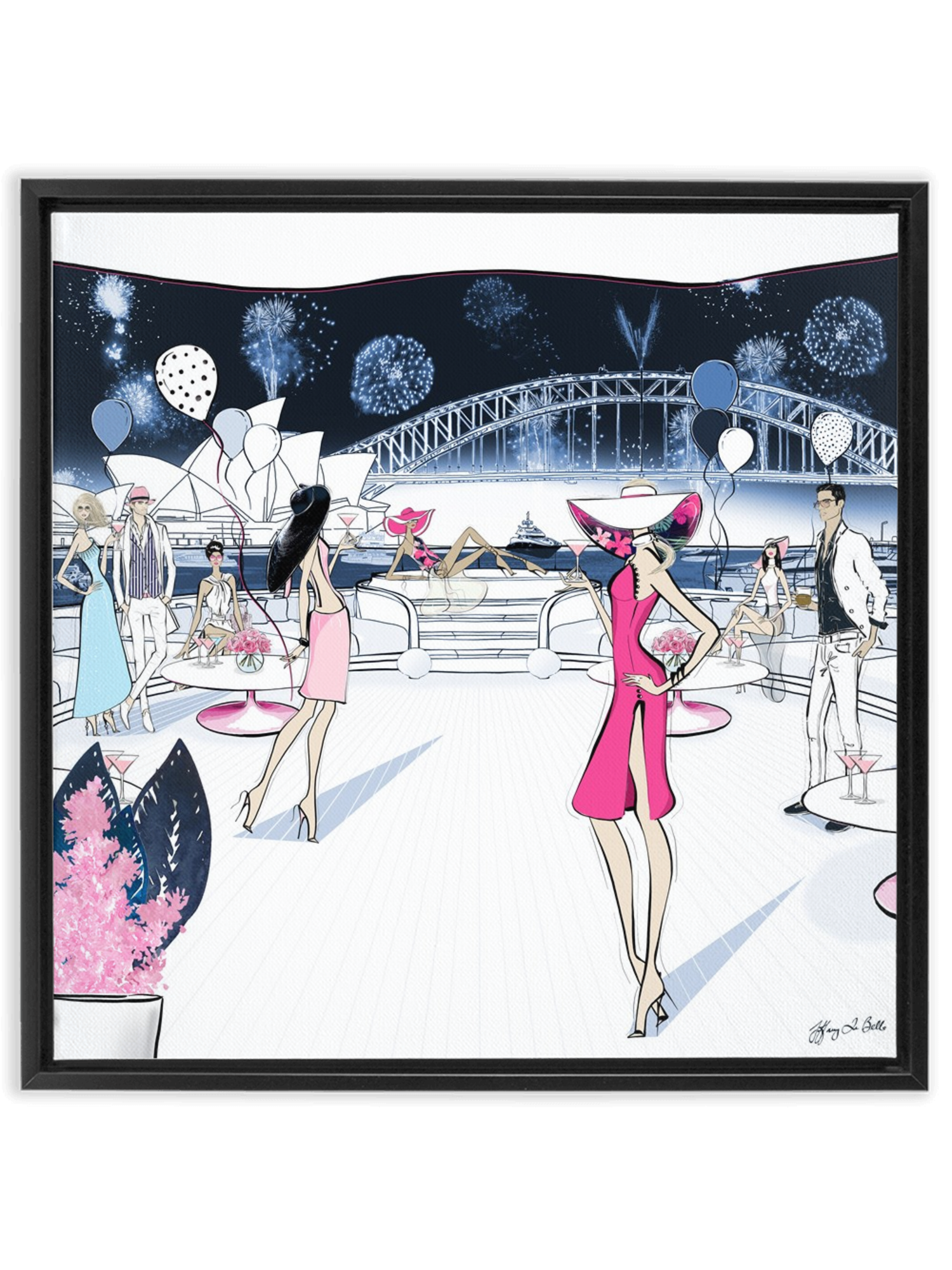 NYE, Sydney, Australia - Illustration - Canvas Gallery Print - Unframed or Framed - Tiffany La Belle