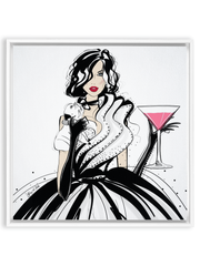 Pugs and Pink Drinks - Illustration - Canvas Gallery Print - Unframed or Framed - Tiffany La Belle