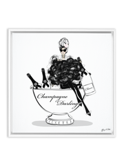 Champagne Darling - Illustration - Canvas Gallery Print - Unframed or Framed - Tiffany La Belle