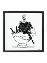 Champagne Darling - Illustration - Canvas Gallery Print - Unframed or Framed - Tiffany La Belle