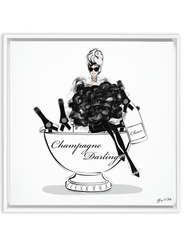 Champagne Darling - Illustration - Canvas Gallery Print - Unframed or Framed - Tiffany La Belle