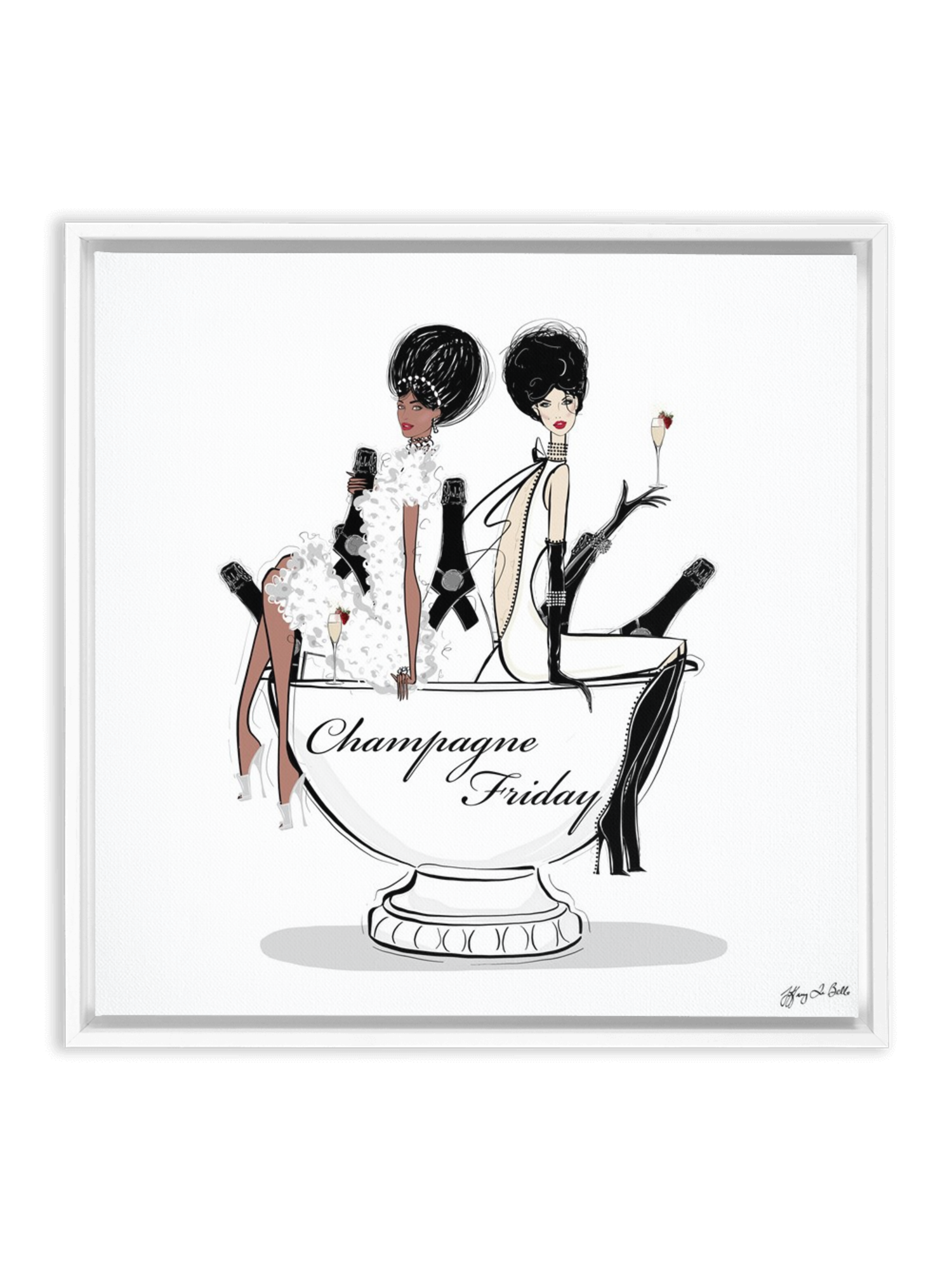 Champagne Friday - Illustration - Canvas Gallery Print - Unframed or Framed - Tiffany La Belle