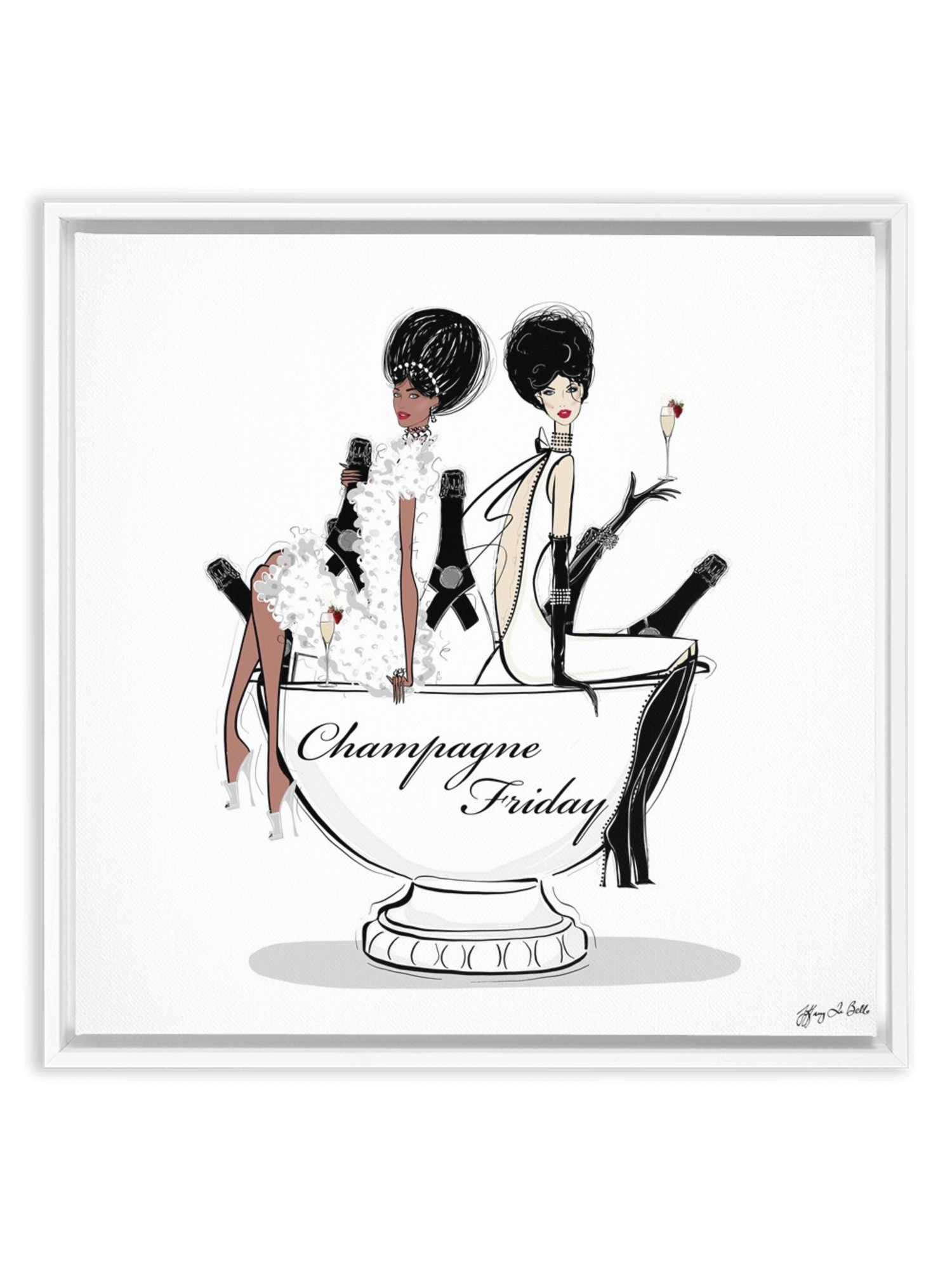 Champagne Friday - Illustration - Canvas Gallery Print - Unframed or Framed - Tiffany La Belle