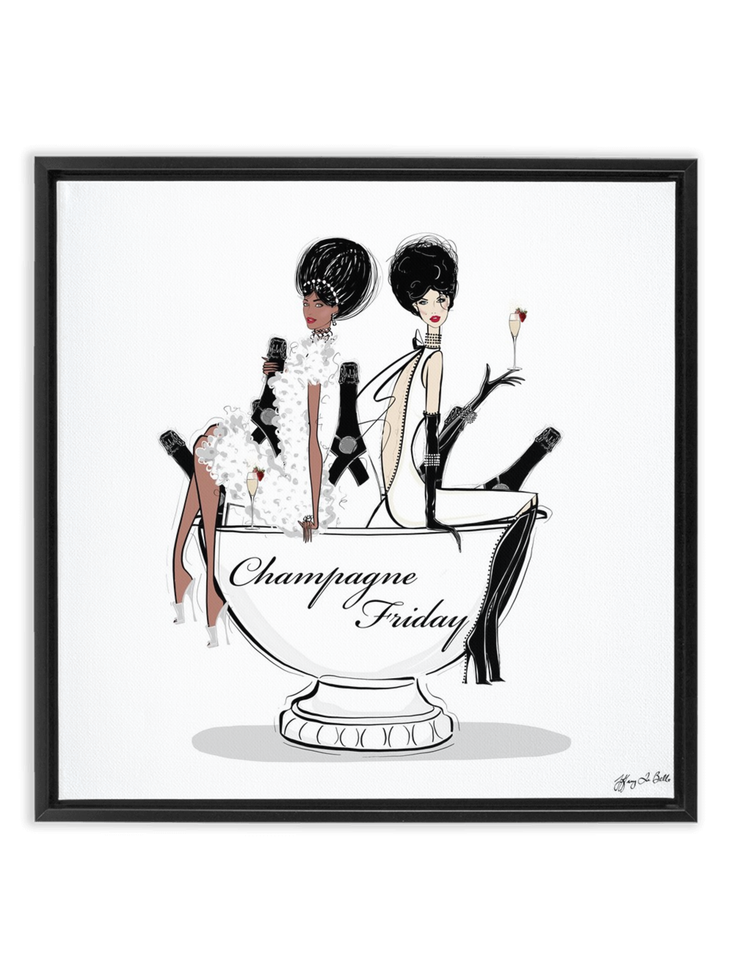 Champagne Friday - Illustration - Canvas Gallery Print - Unframed or Framed - Tiffany La Belle