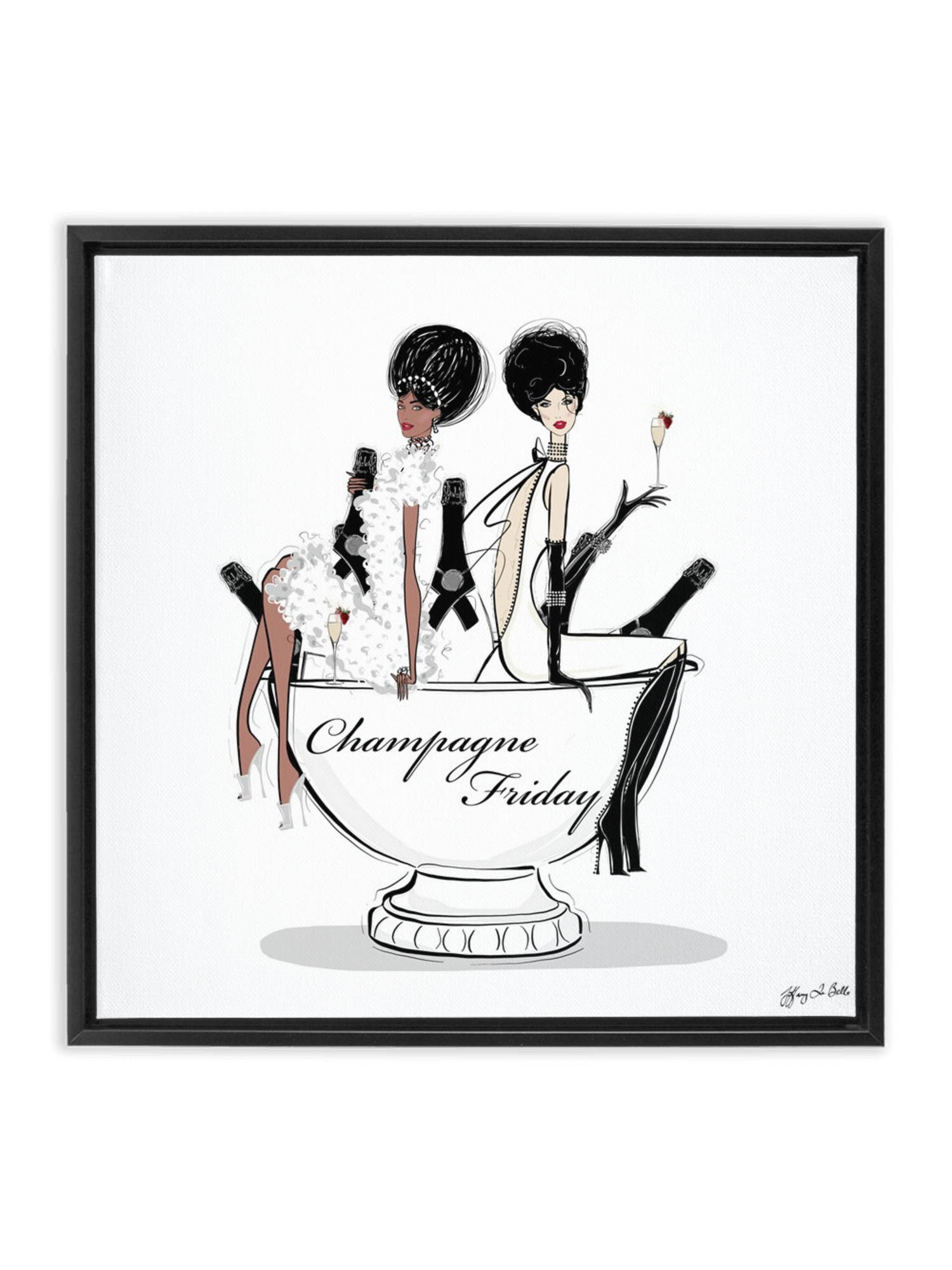 Champagne Friday - Illustration - Canvas Gallery Print - Unframed or Framed - Tiffany La Belle