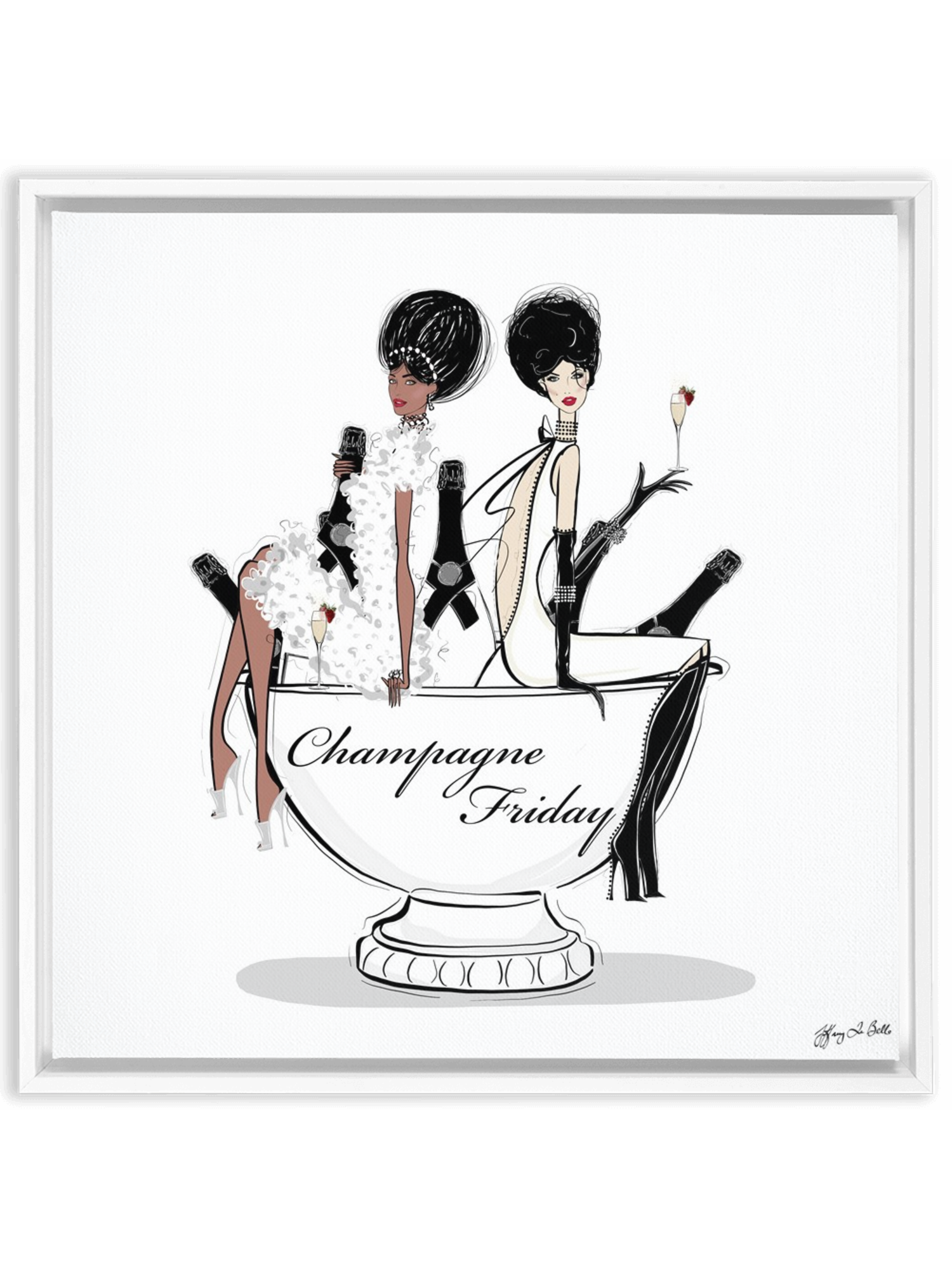 Champagne Friday - Illustration - Canvas Gallery Print - Unframed or Framed - Tiffany La Belle