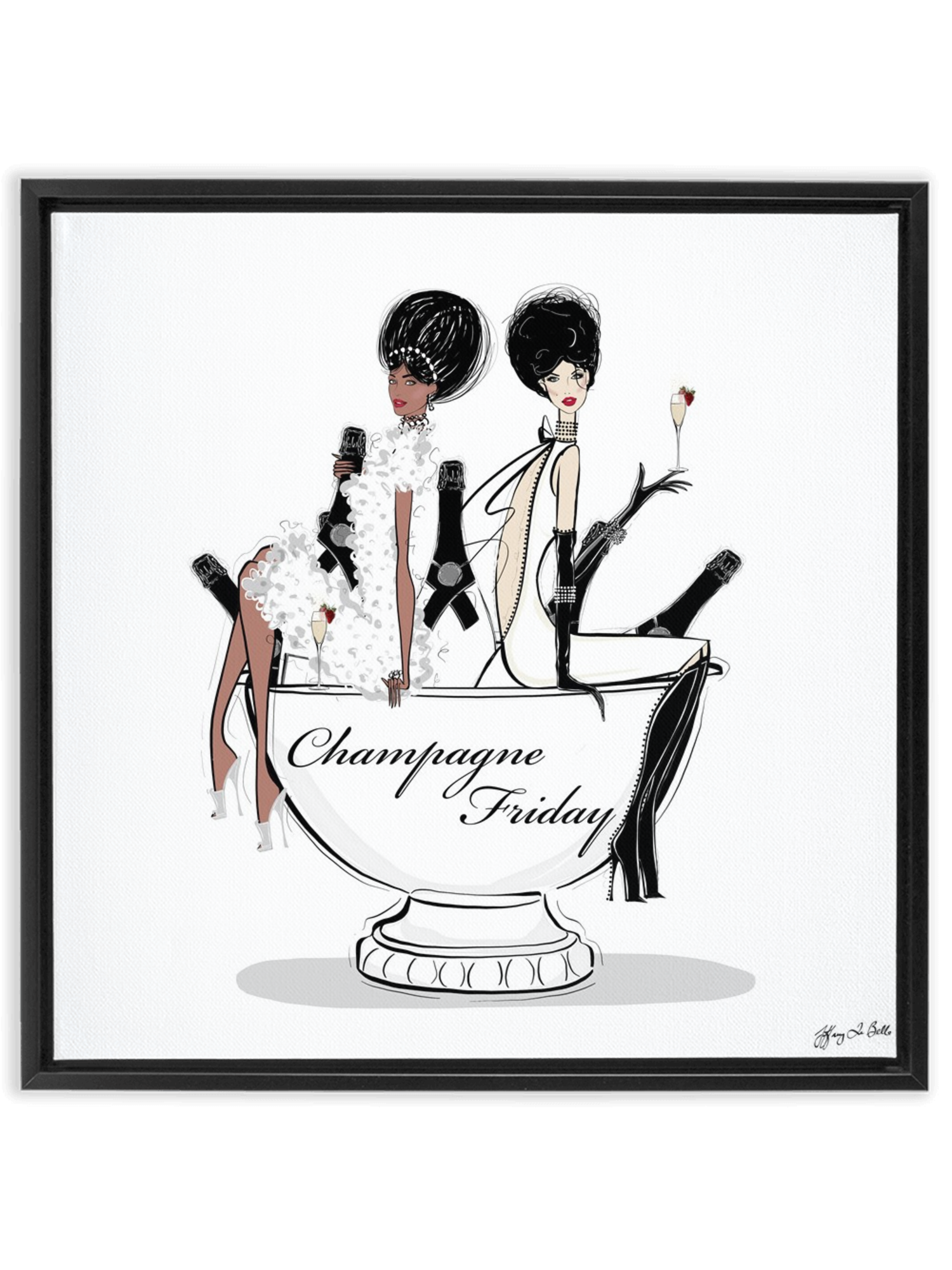 Champagne Friday - Illustration - Canvas Gallery Print - Unframed or Framed - Tiffany La Belle