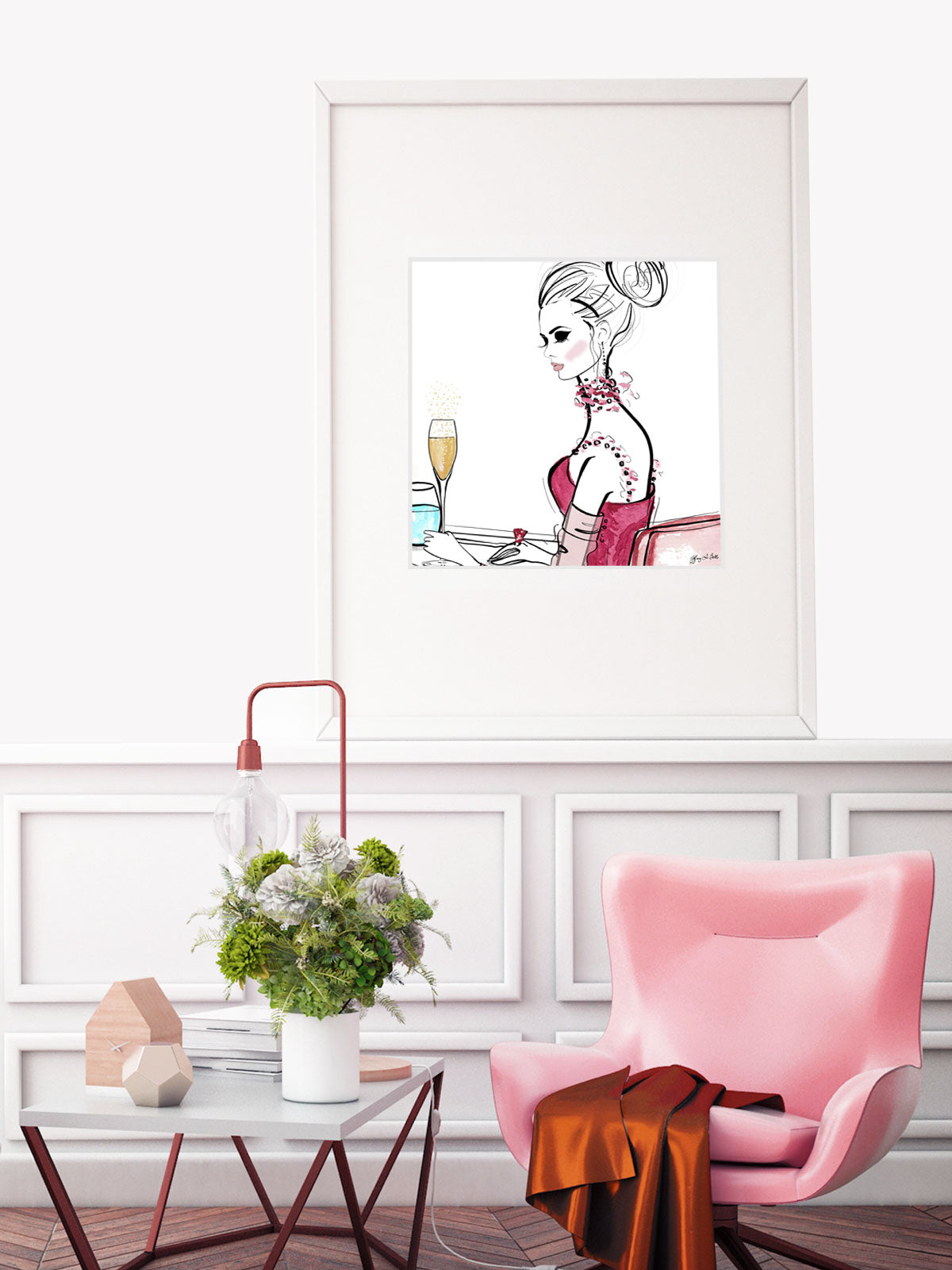 A Champagne Moment - Illustration - Limited Edition Print - Tiffany La Belle