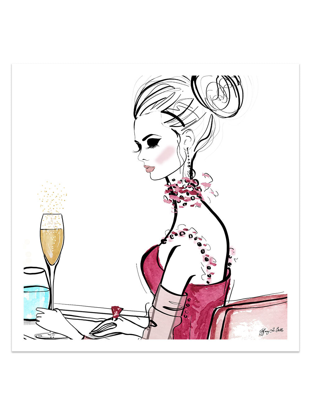A Champagne Moment - Illustration - Limited Edition Print - Tiffany La Belle