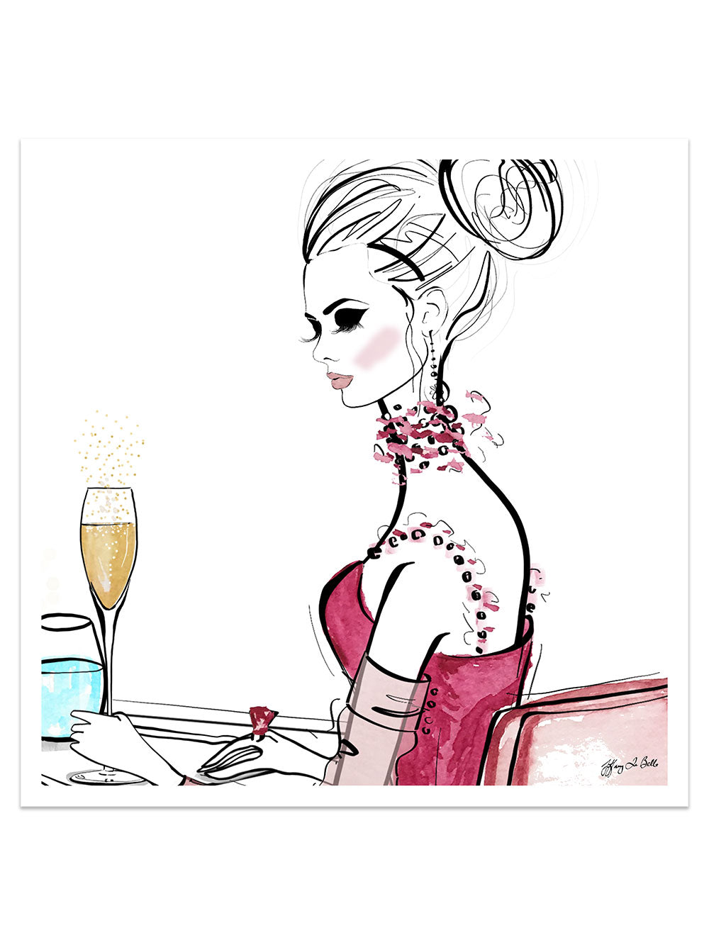 A Champagne Moment - Illustration - Limited Edition Print - Tiffany La Belle