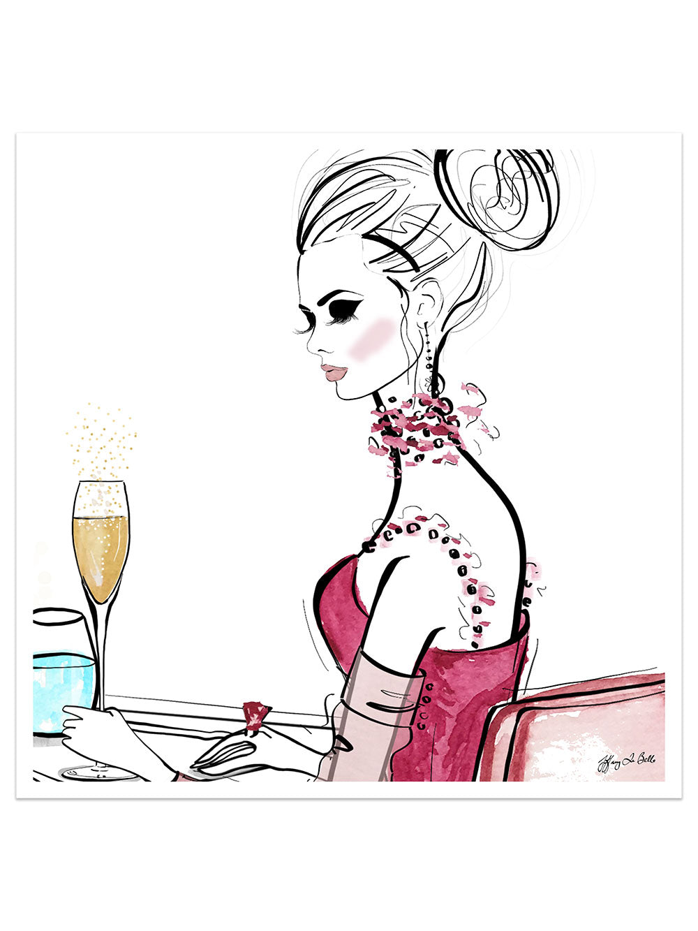 A Champagne Moment - Illustration - Limited Edition Print - Tiffany La Belle