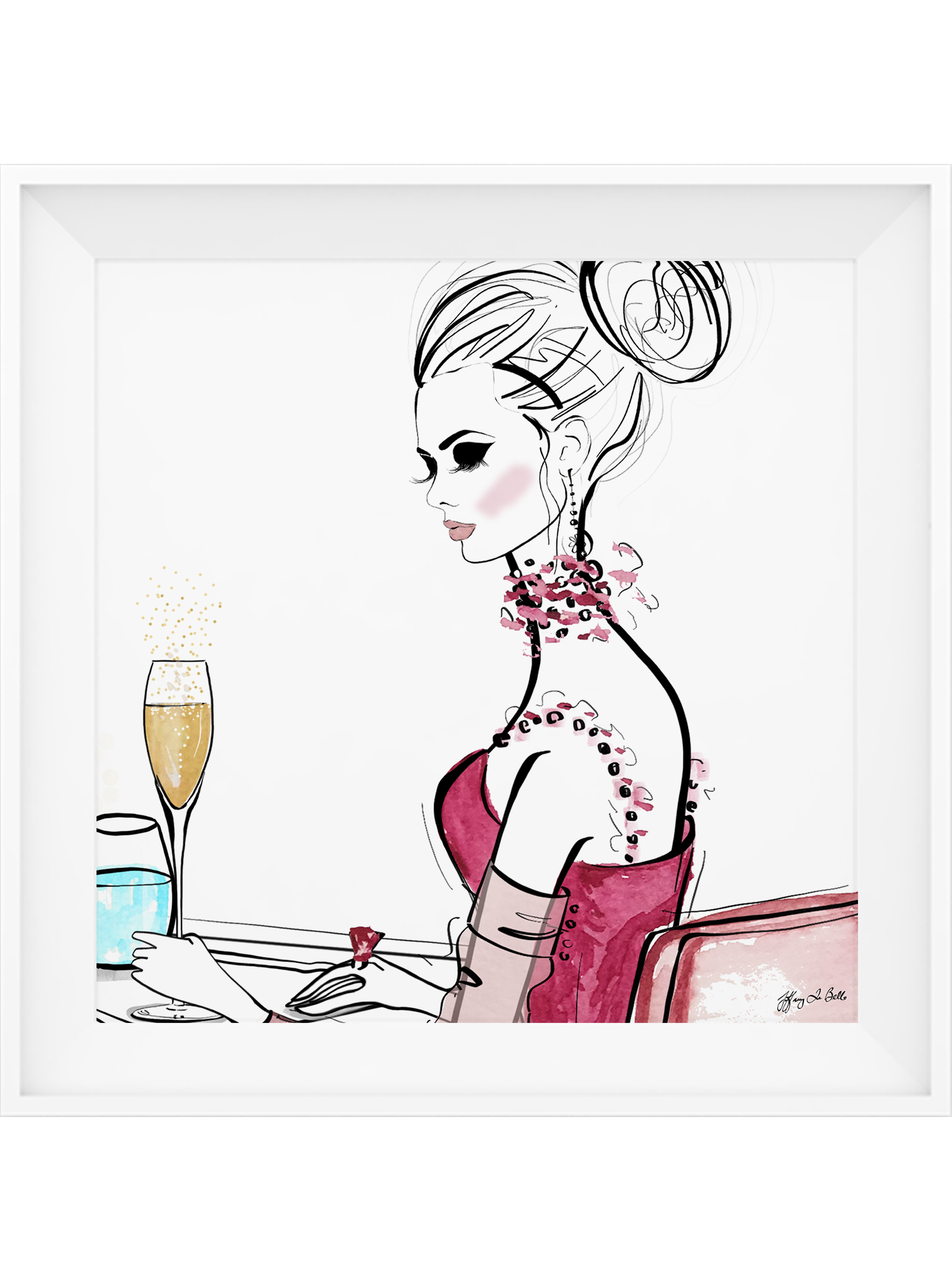 A Champagne Moment - Illustration - Limited Edition Print - Tiffany La Belle