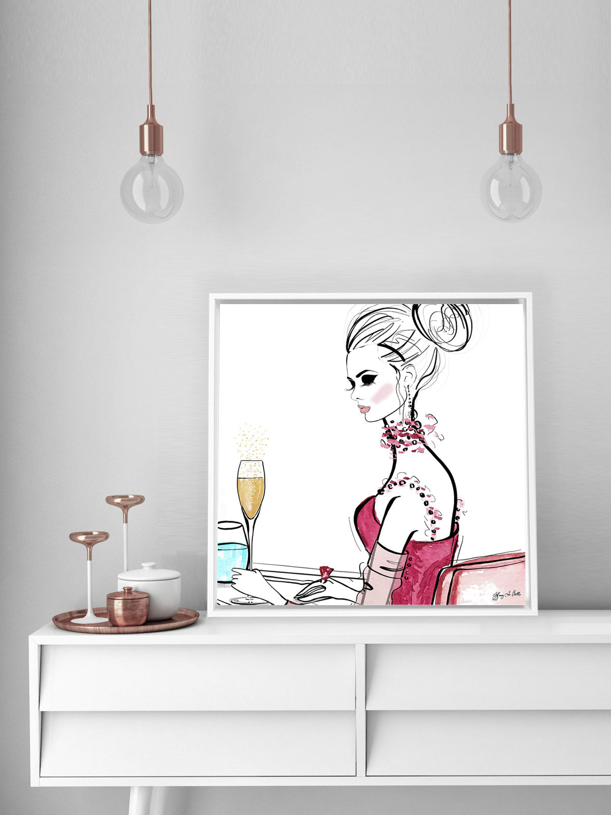 A Champagne Moment - Illustration - Canvas Gallery Print - Unframed or Framed - Tiffany La Belle