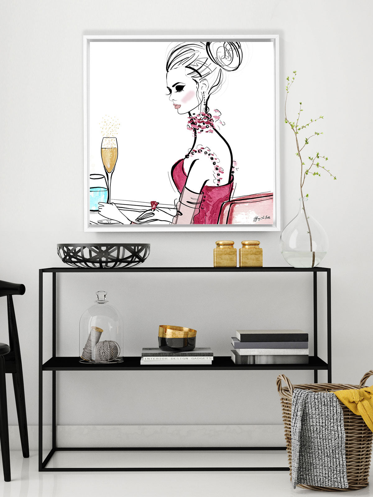 A Champagne Moment - Illustration - Canvas Gallery Print - Unframed or Framed - Tiffany La Belle