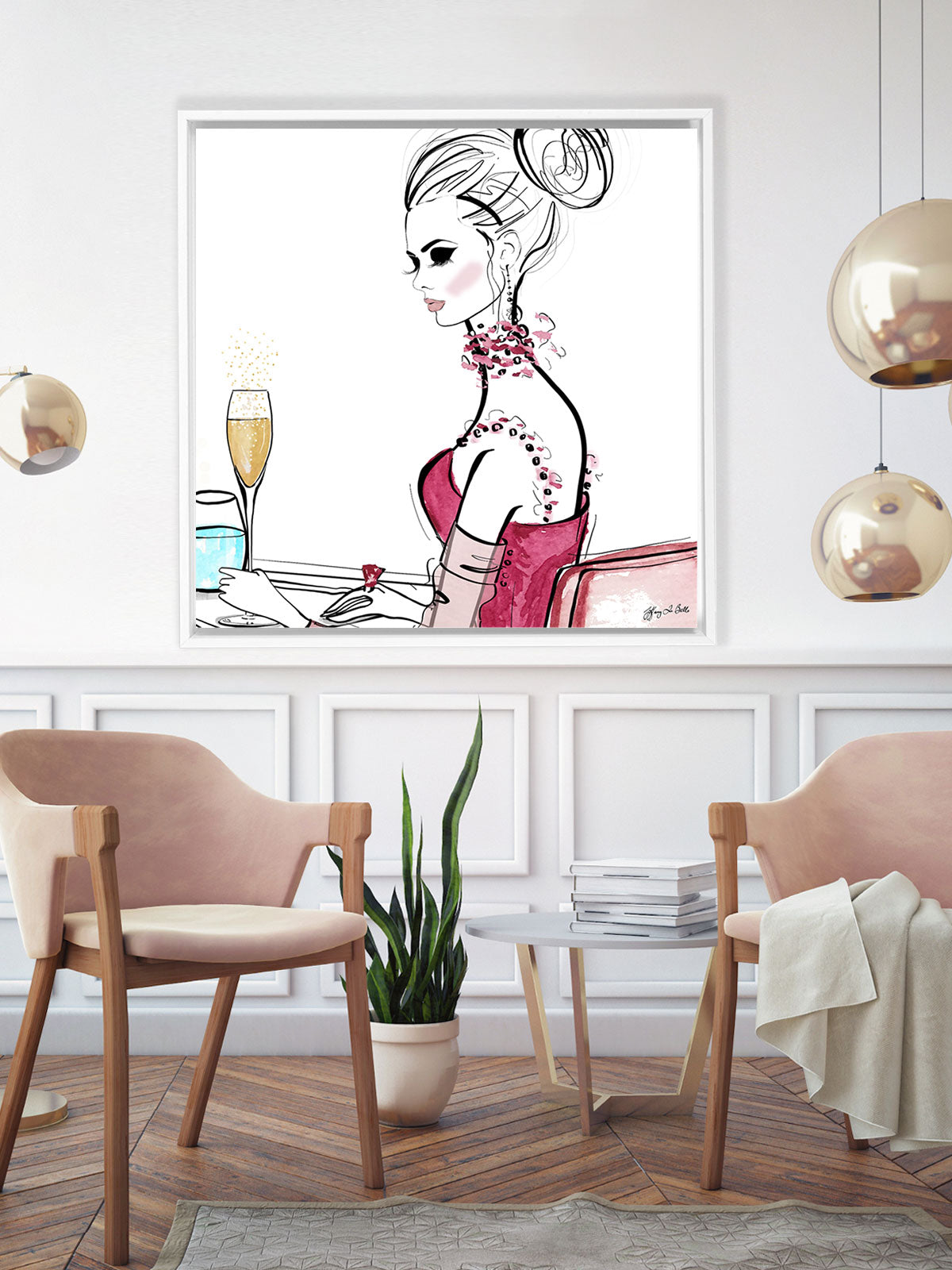 A Champagne Moment - Illustration - Canvas Gallery Print - Unframed or Framed - Tiffany La Belle
