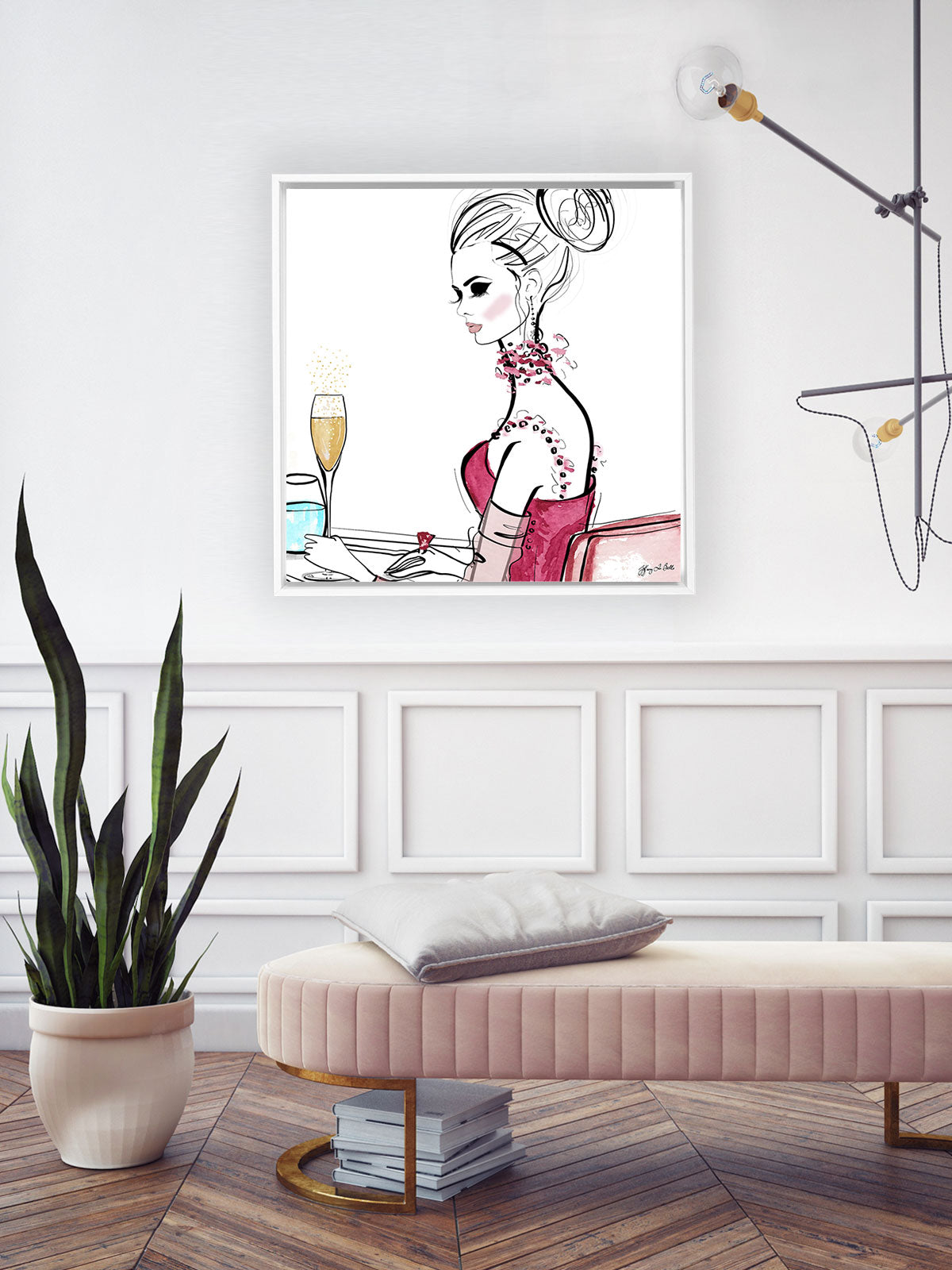 A Champagne Moment - Illustration - Canvas Gallery Print - Unframed or Framed - Tiffany La Belle