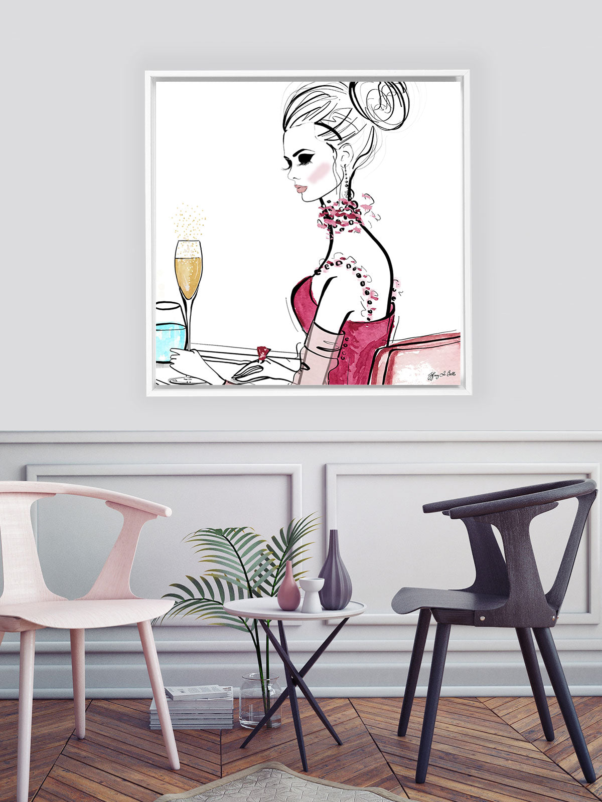 A Champagne Moment - Illustration - Canvas Gallery Print - Unframed or Framed - Tiffany La Belle