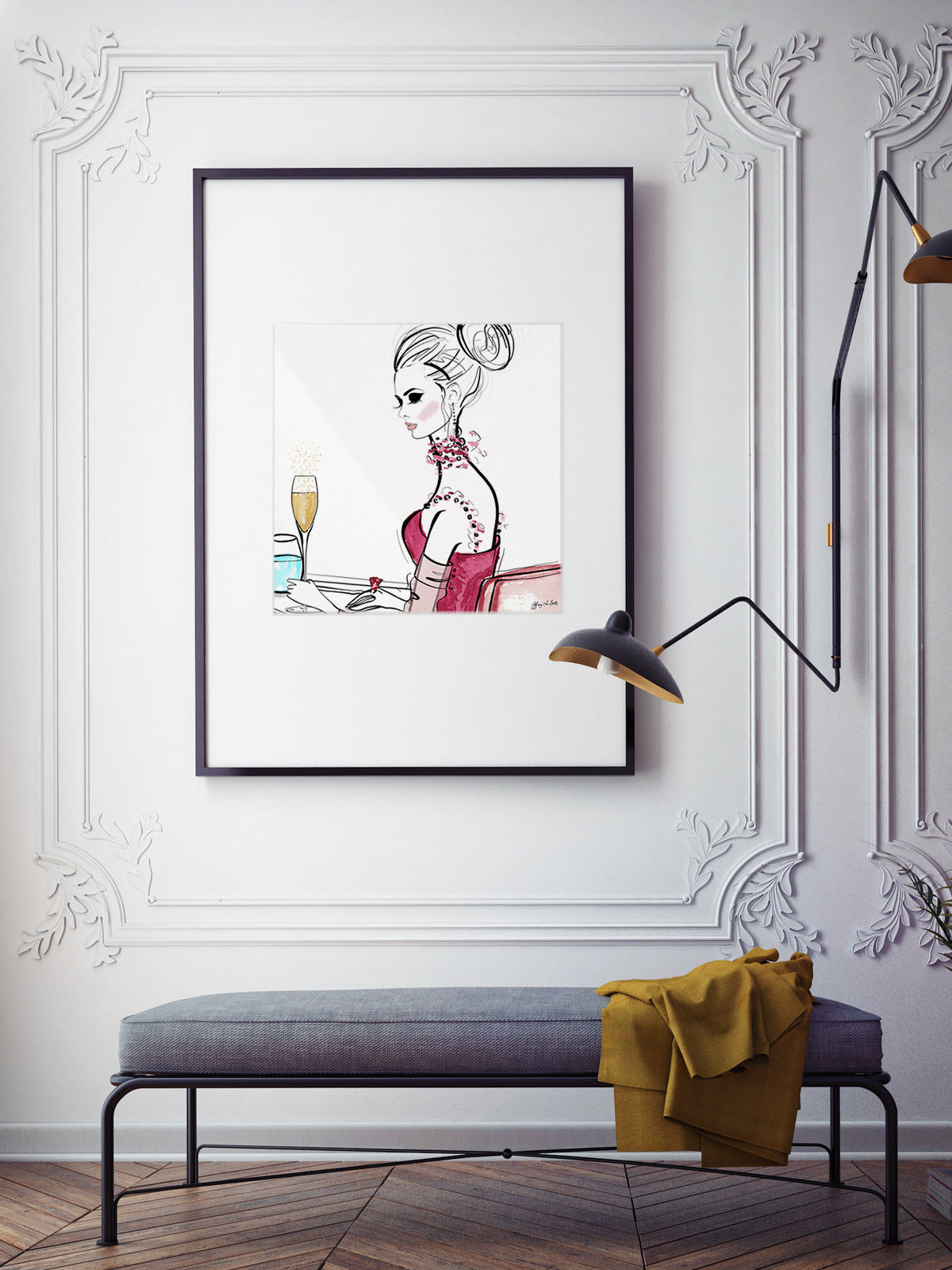 A Champagne Moment - Illustration - Limited Edition Print - Tiffany La Belle