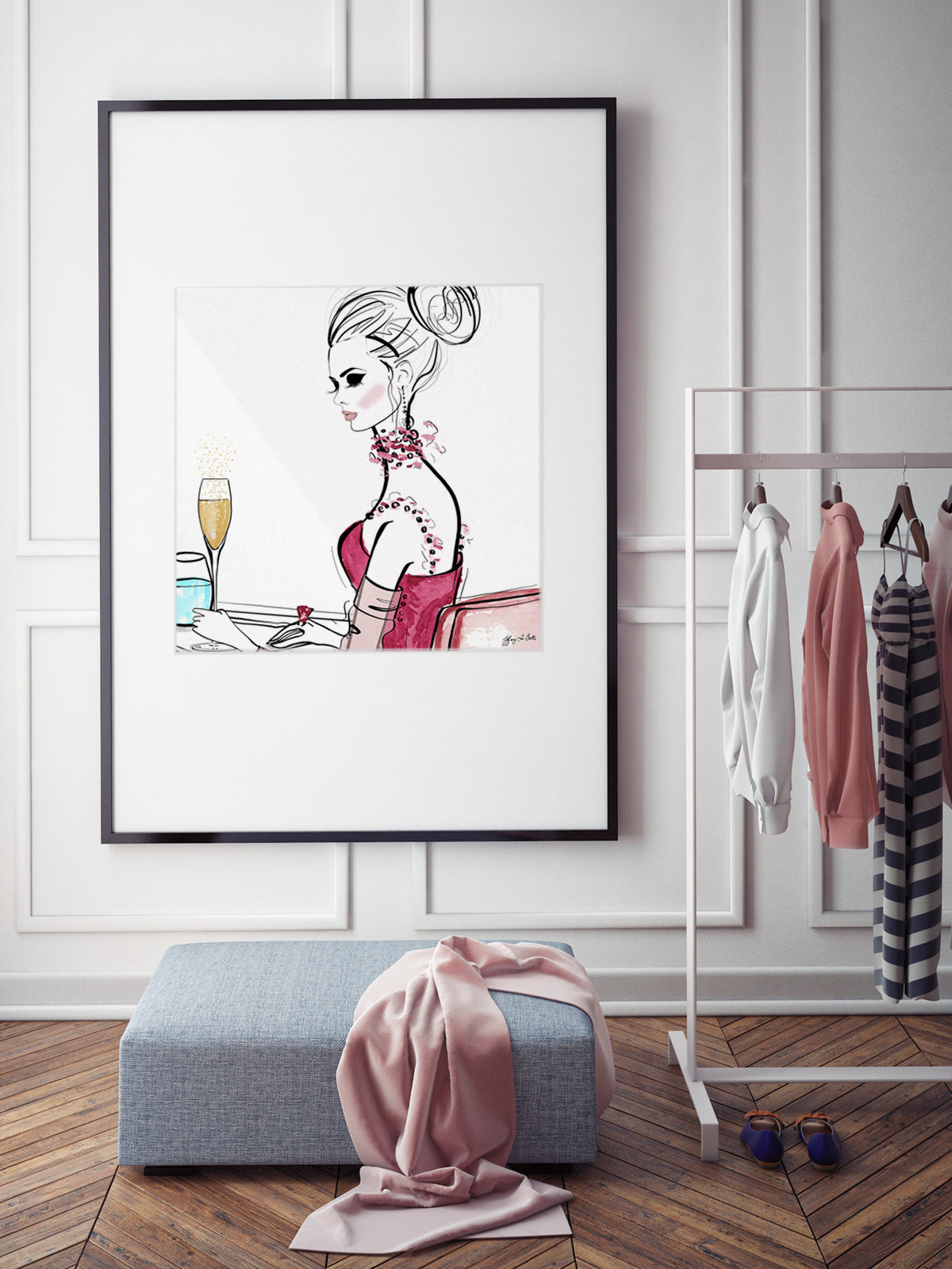 A Champagne Moment - Illustration - Limited Edition Print - Tiffany La Belle