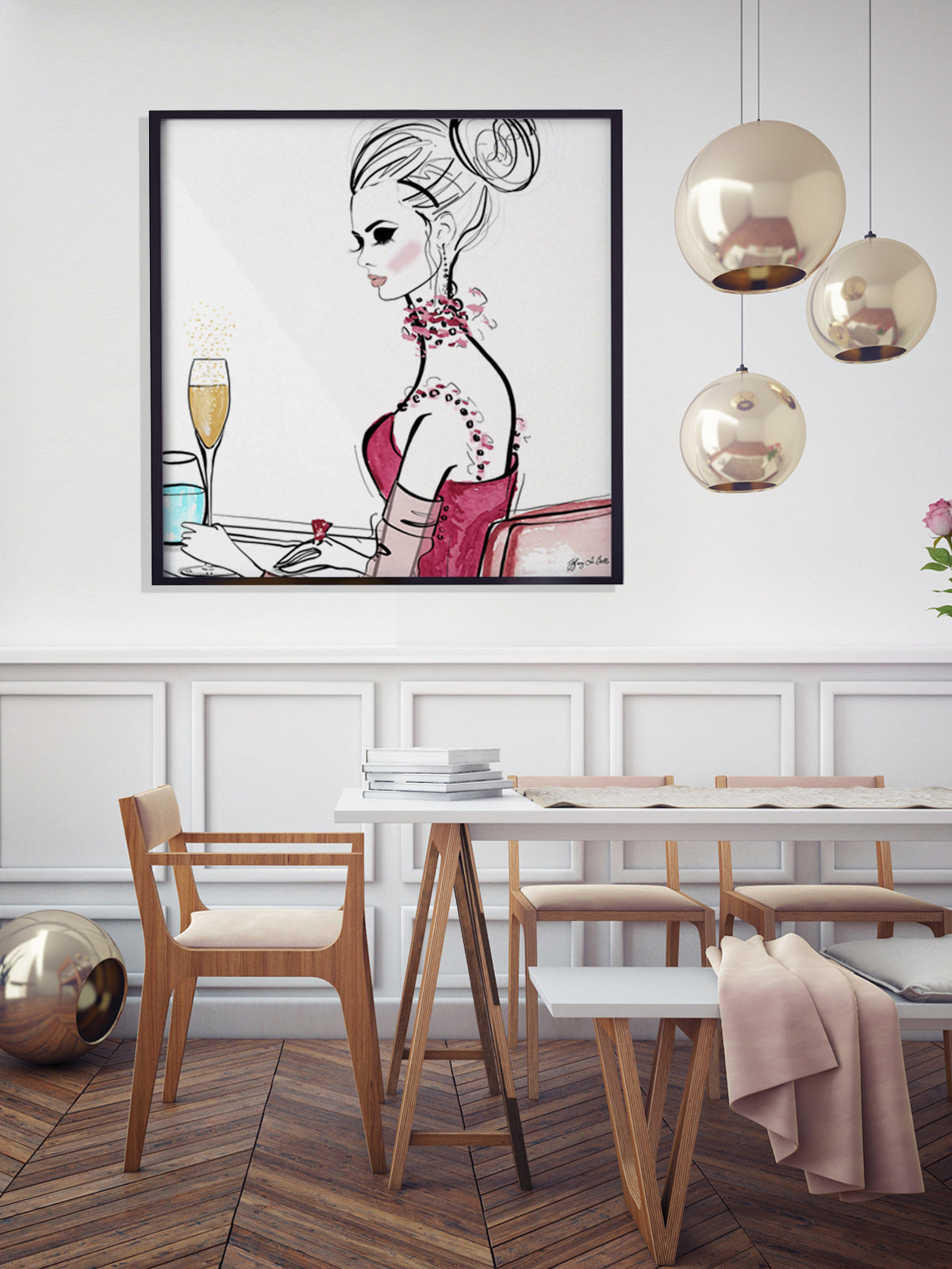A Champagne Moment - Illustration - Limited Edition Print - Tiffany La Belle