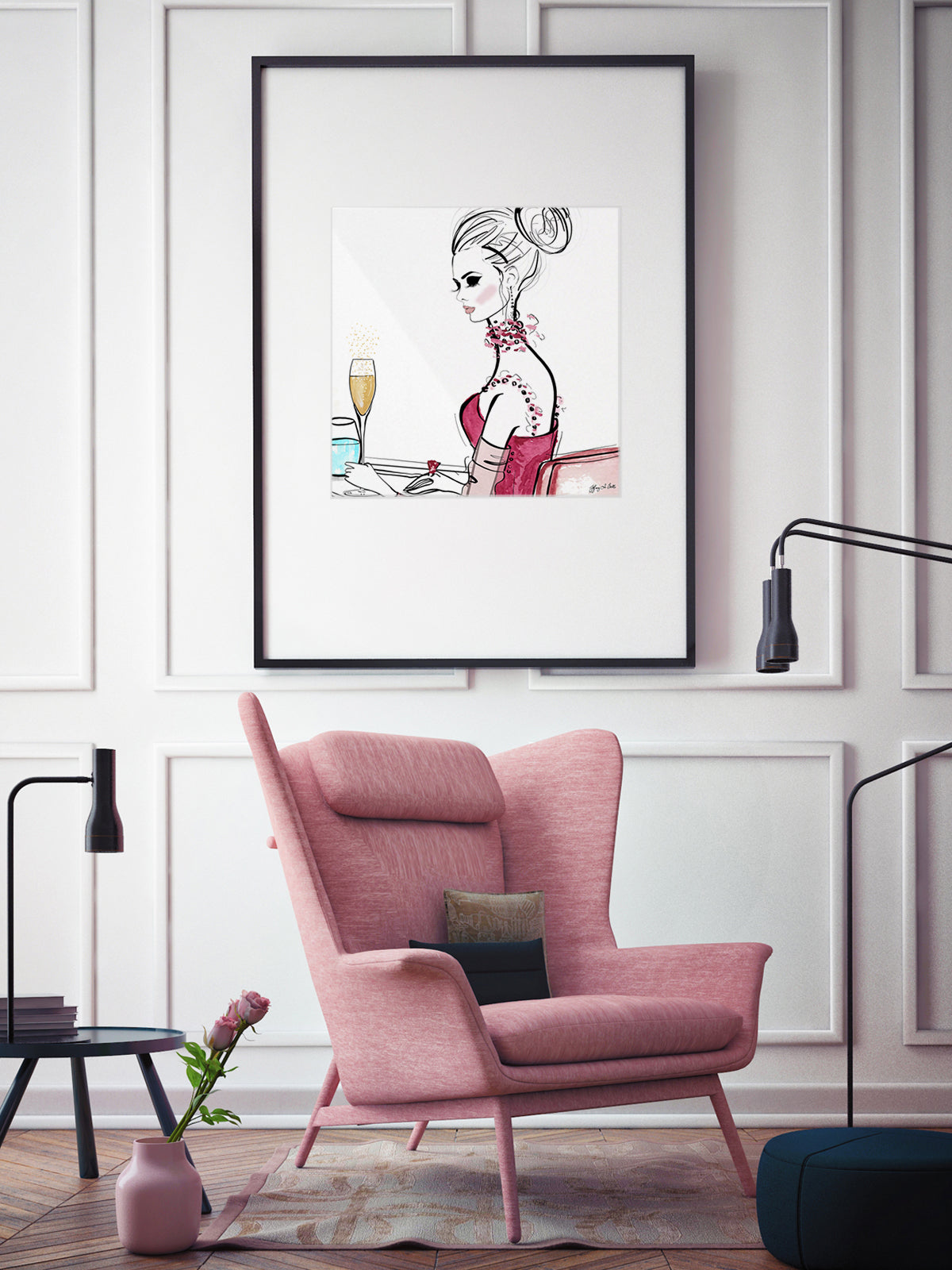 A Champagne Moment - Illustration - Limited Edition Print - Tiffany La Belle