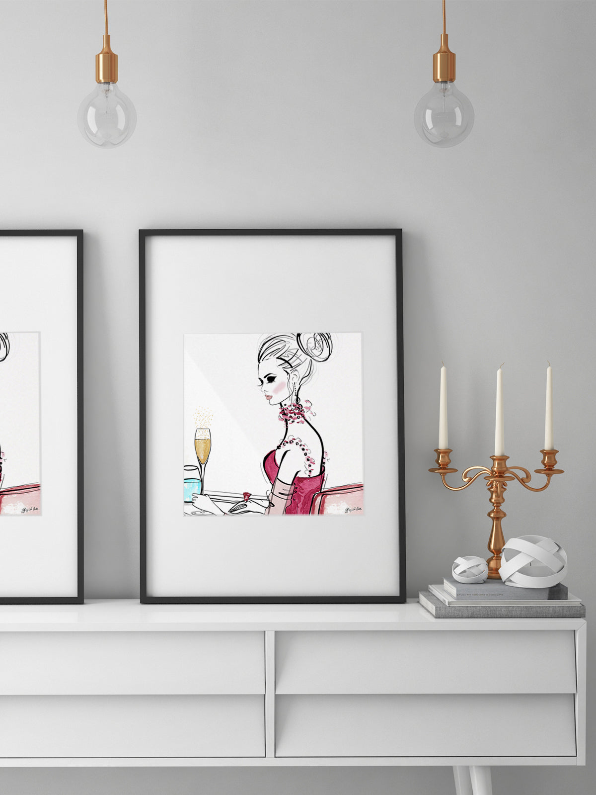 A Champagne Moment - Illustration - Limited Edition Print - Tiffany La Belle