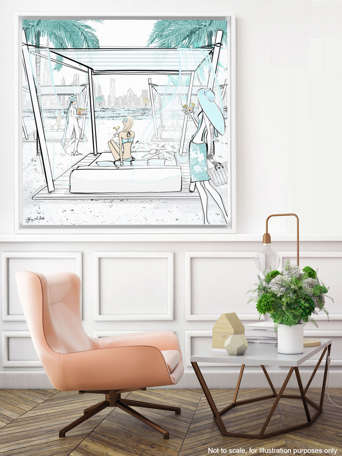 Beach Life Dubai - Illustration - Canvas Gallery Print - Unframed or Framed - Tiffany La Belle