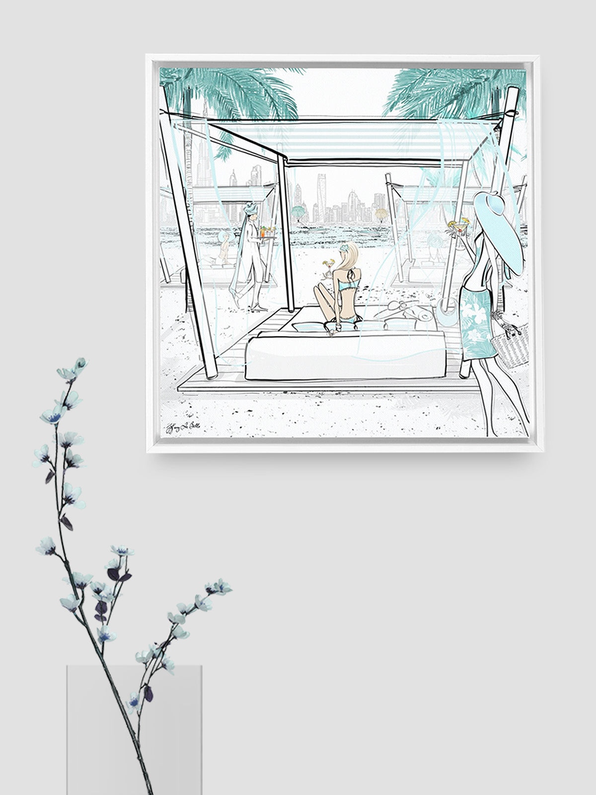 Beach Life Dubai - Illustration - Canvas Gallery Print - Unframed or Framed - Tiffany La Belle