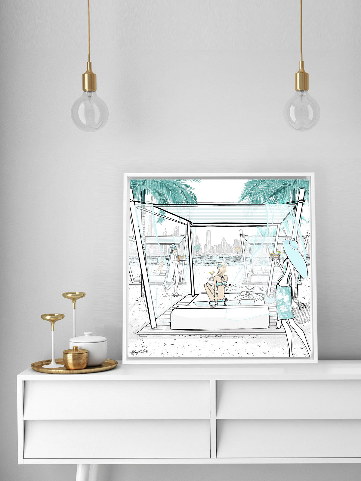 Beach Life Dubai - Illustration - Canvas Gallery Print - Unframed or Framed - Tiffany La Belle