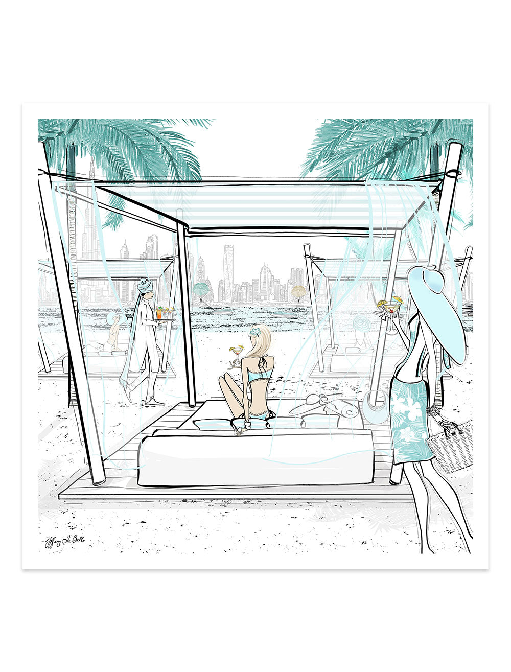 Beach Life Dubai - Illustration - Limited Edition Print - Tiffany La Belle