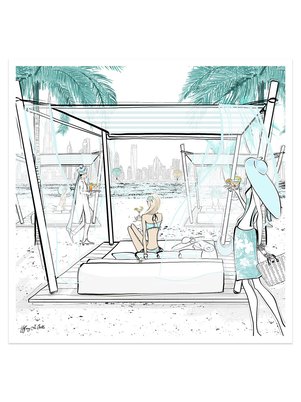 Beach Life Dubai - Illustration - Limited Edition Print - Tiffany La Belle