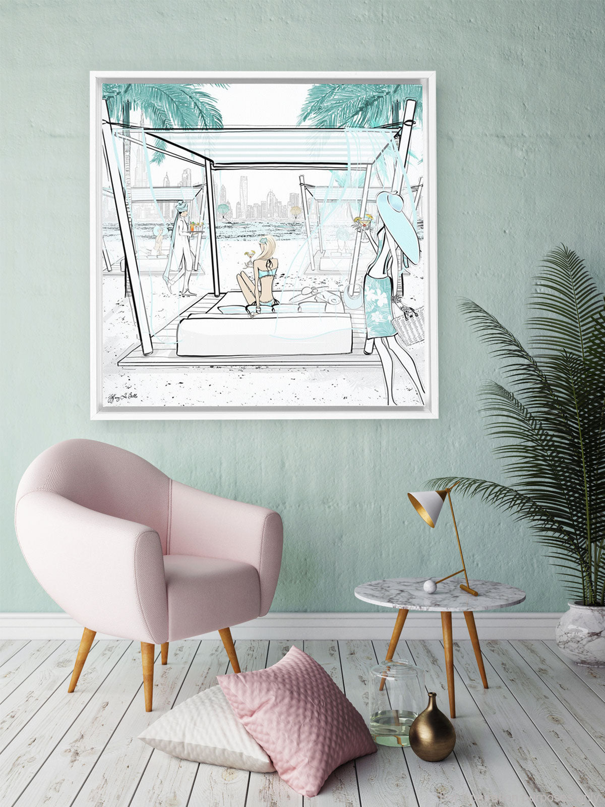 Beach Life Dubai - Illustration - Canvas Gallery Print - Unframed or Framed - Tiffany La Belle