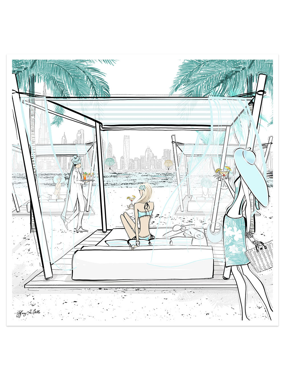 Beach Life Dubai - Illustration - Limited Edition Print - Tiffany La Belle