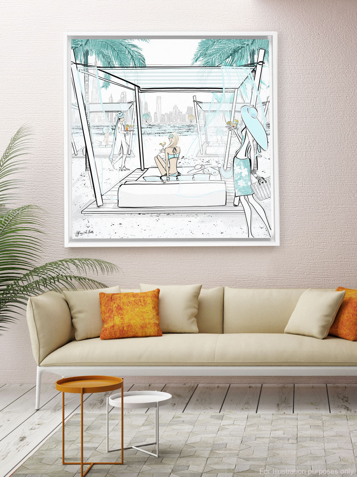 Beach Life Dubai - Illustration - Canvas Gallery Print - Unframed or Framed - Tiffany La Belle