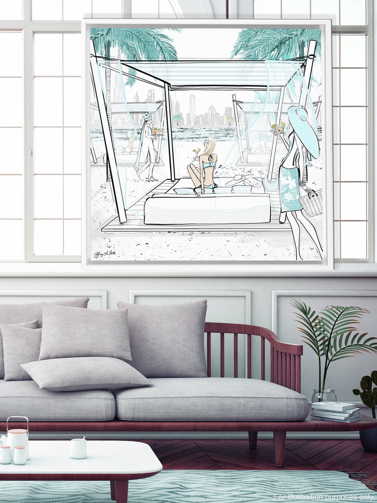 Beach Life Dubai - Illustration - Canvas Gallery Print - Unframed or Framed - Tiffany La Belle