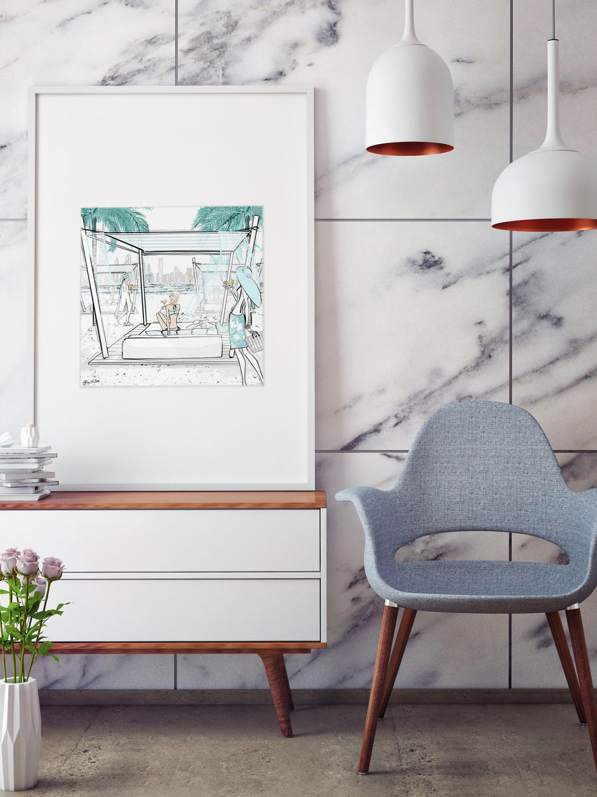Beach Life Dubai - Illustration - Limited Edition Print - Tiffany La Belle