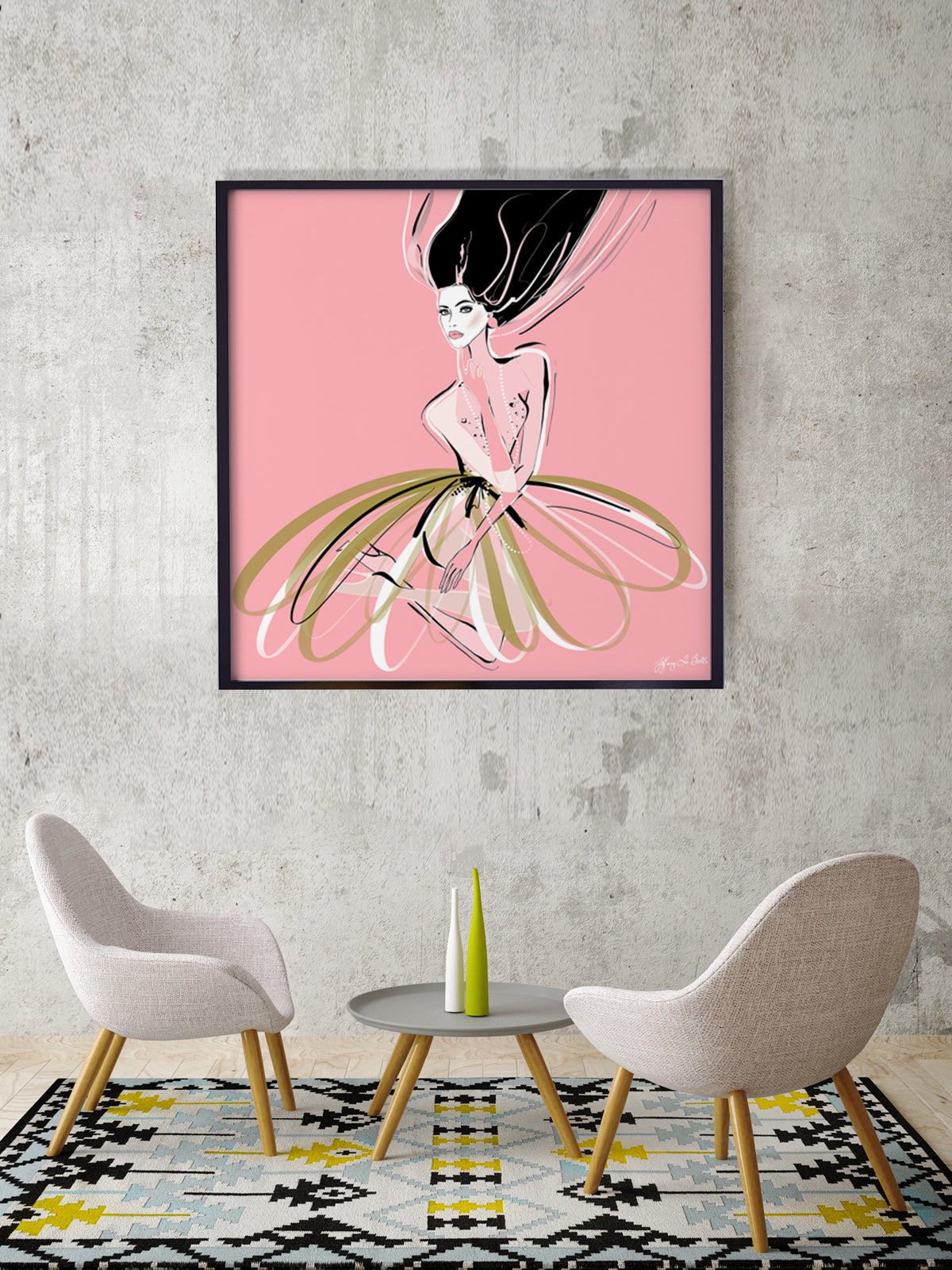 Pink and Pearls - Illustration - Limited Edition Print - Tiffany La Belle