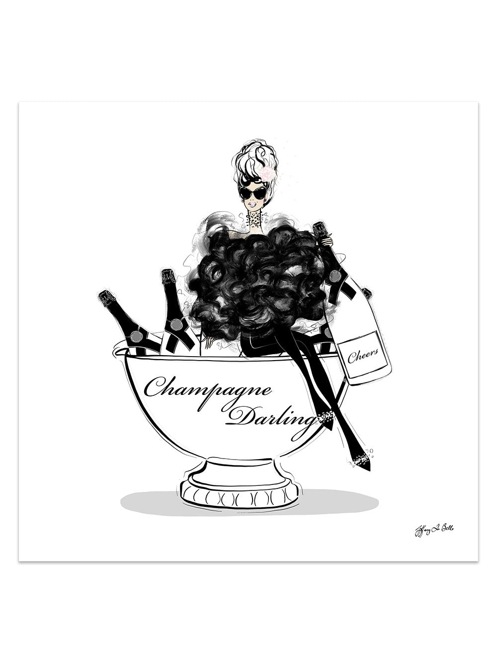 Champagne Darling - Illustration - Limited Edition Print - Tiffany La Belle