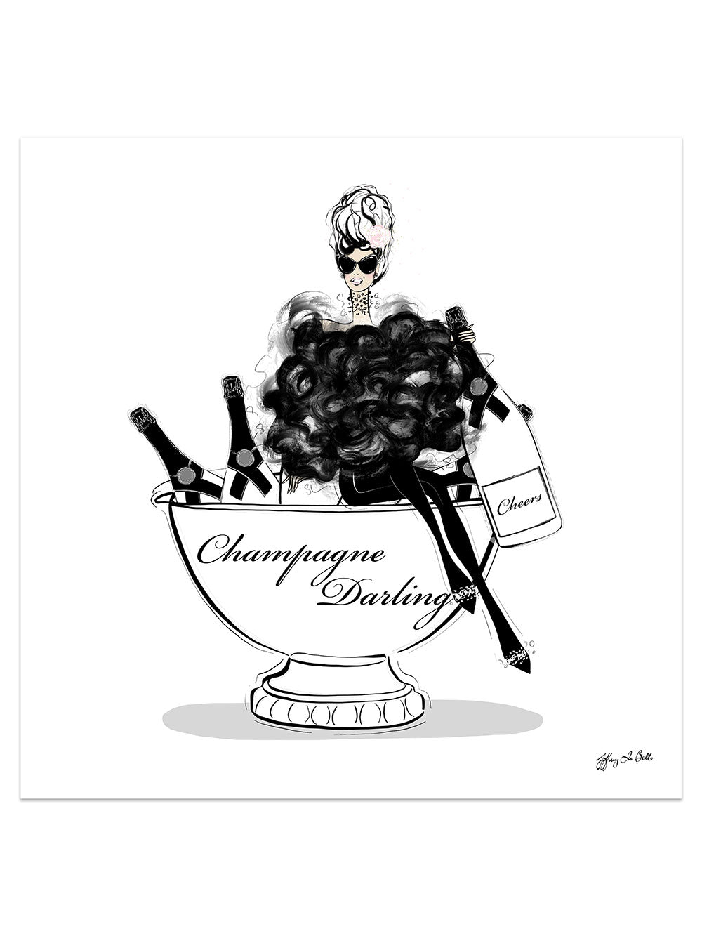 Champagne Darling - Illustration - Limited Edition Print - Tiffany La Belle