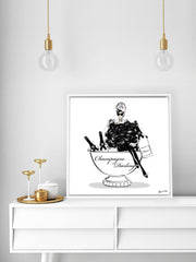 Champagne Darling - Illustration - Canvas Gallery Print - Unframed or Framed - Tiffany La Belle