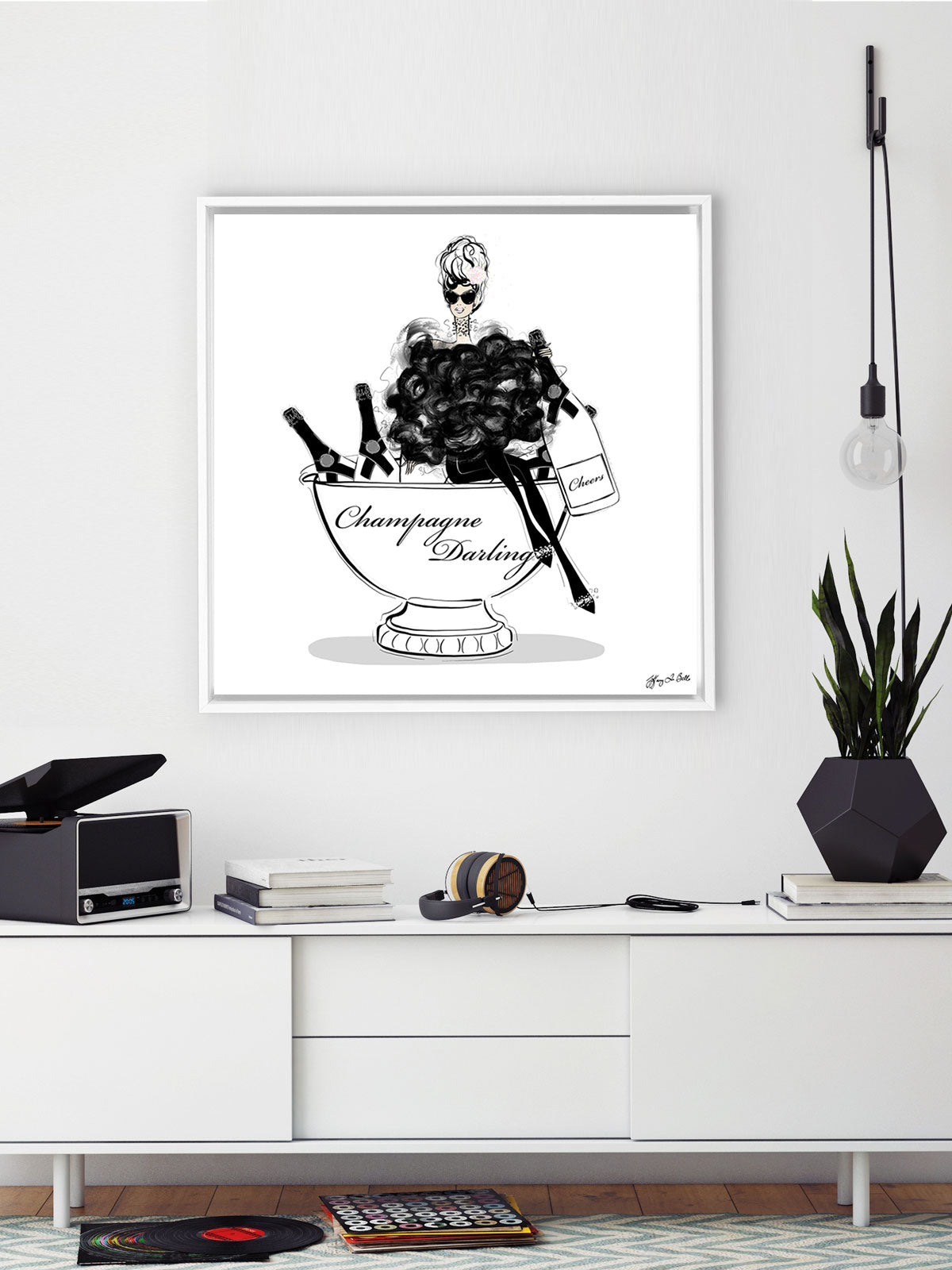 Champagne Darling - Illustration - Canvas Gallery Print - Unframed or Framed - Tiffany La Belle