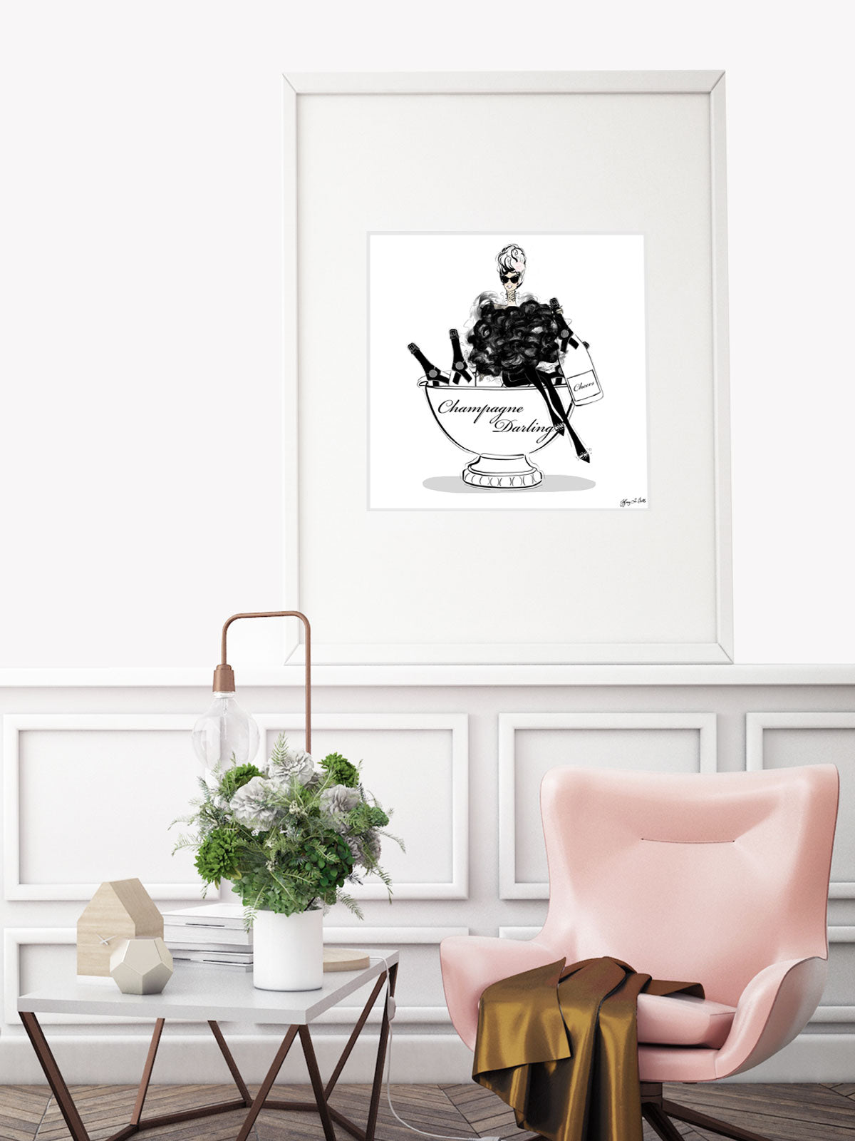 Champagne Darling - Illustration - Limited Edition Print - Tiffany La Belle