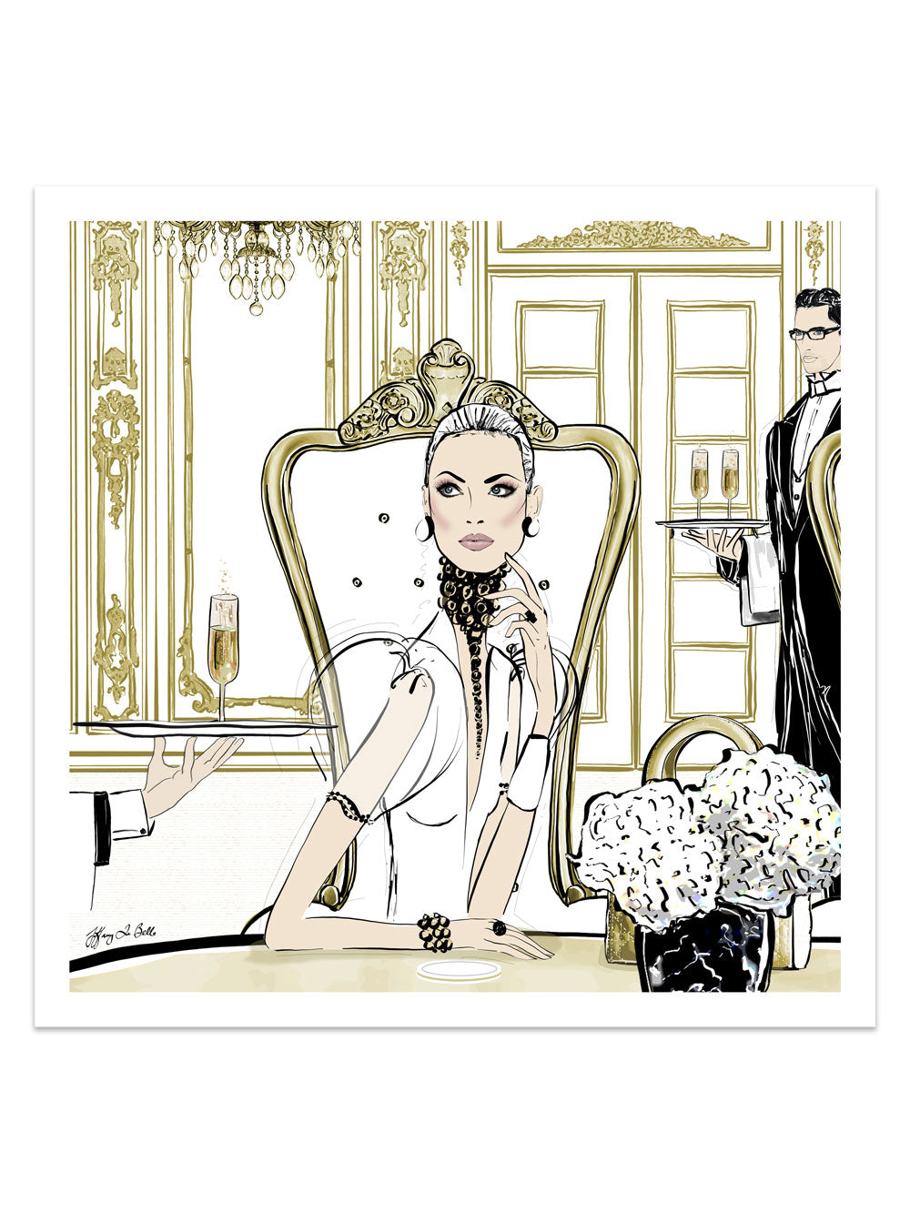 Champagne Dining - Illustration - Limited Edition Print - Tiffany La Belle
