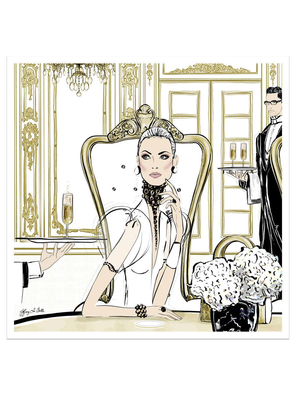 Champagne Dining - Illustration - Limited Edition Print - Tiffany La Belle