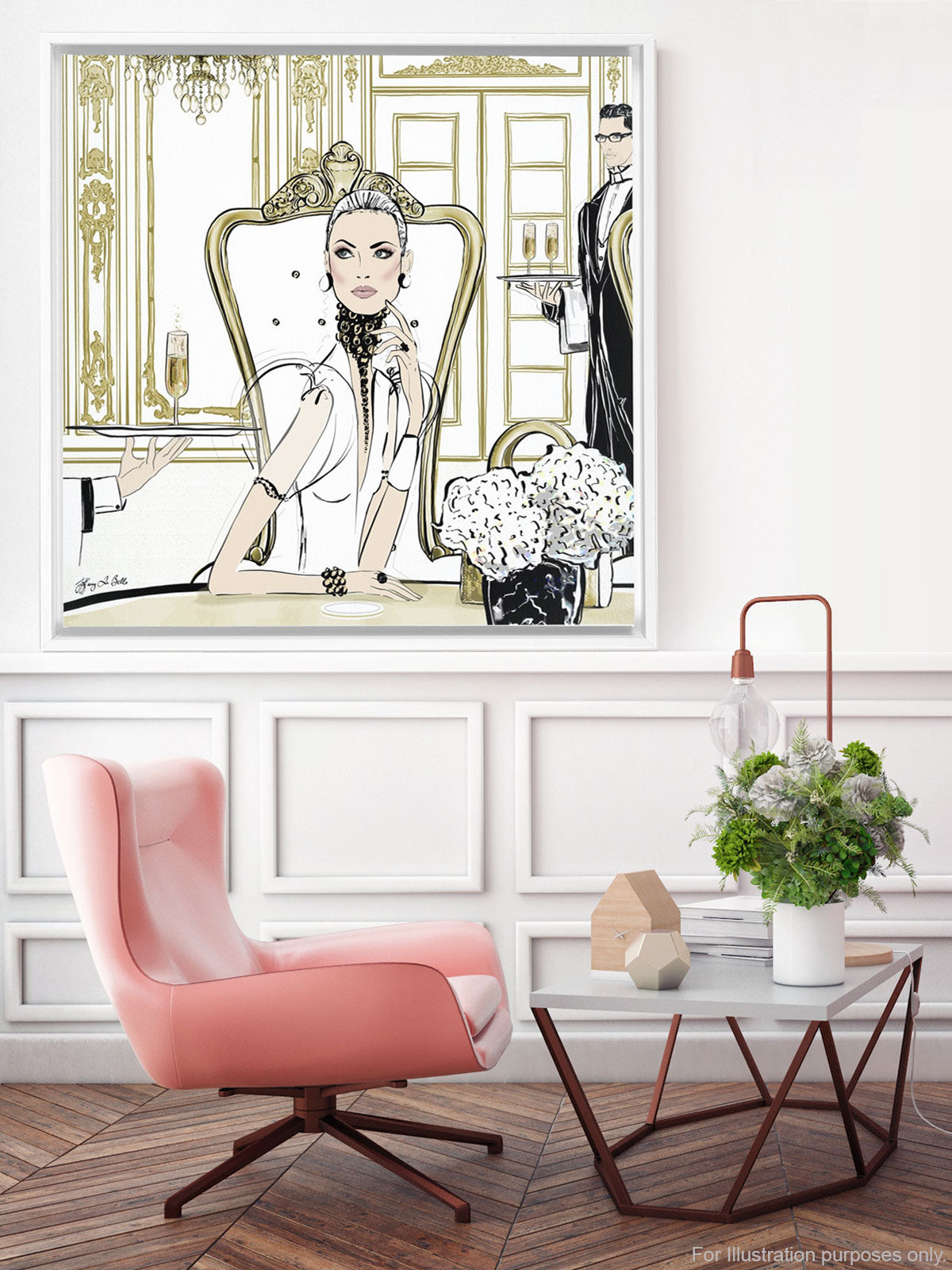 Champagne Dining - Illustration - Canvas Gallery Print - Unframed or Framed - Tiffany La Belle